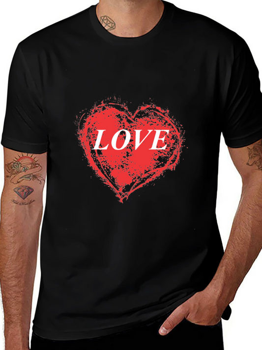 Love Heart Graphic Black T-Shirt