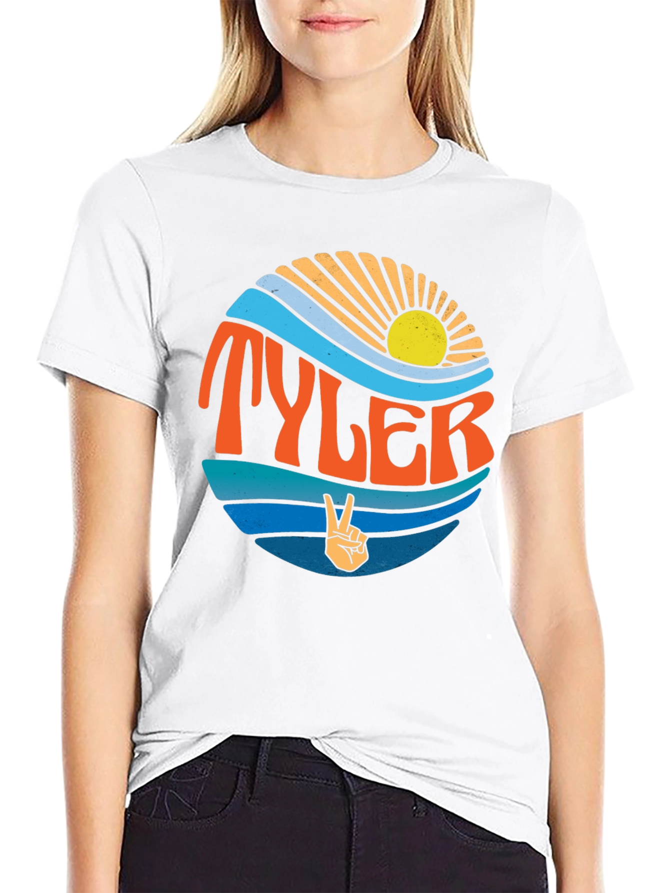 Retro Tyler Graphic Tee - Peace and Waves Design