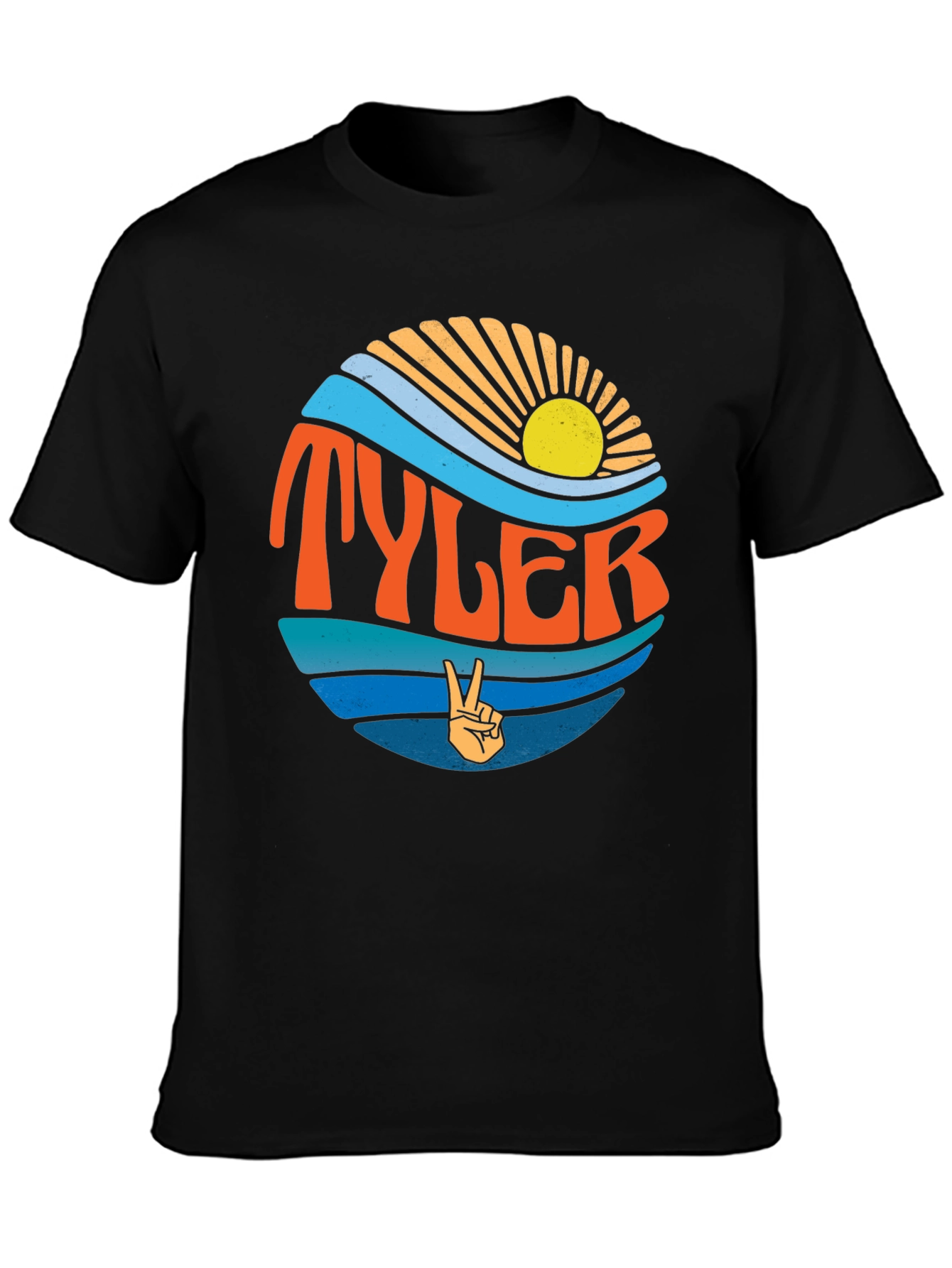 Retro Tyler Graphic Tee - Peace and Waves Design