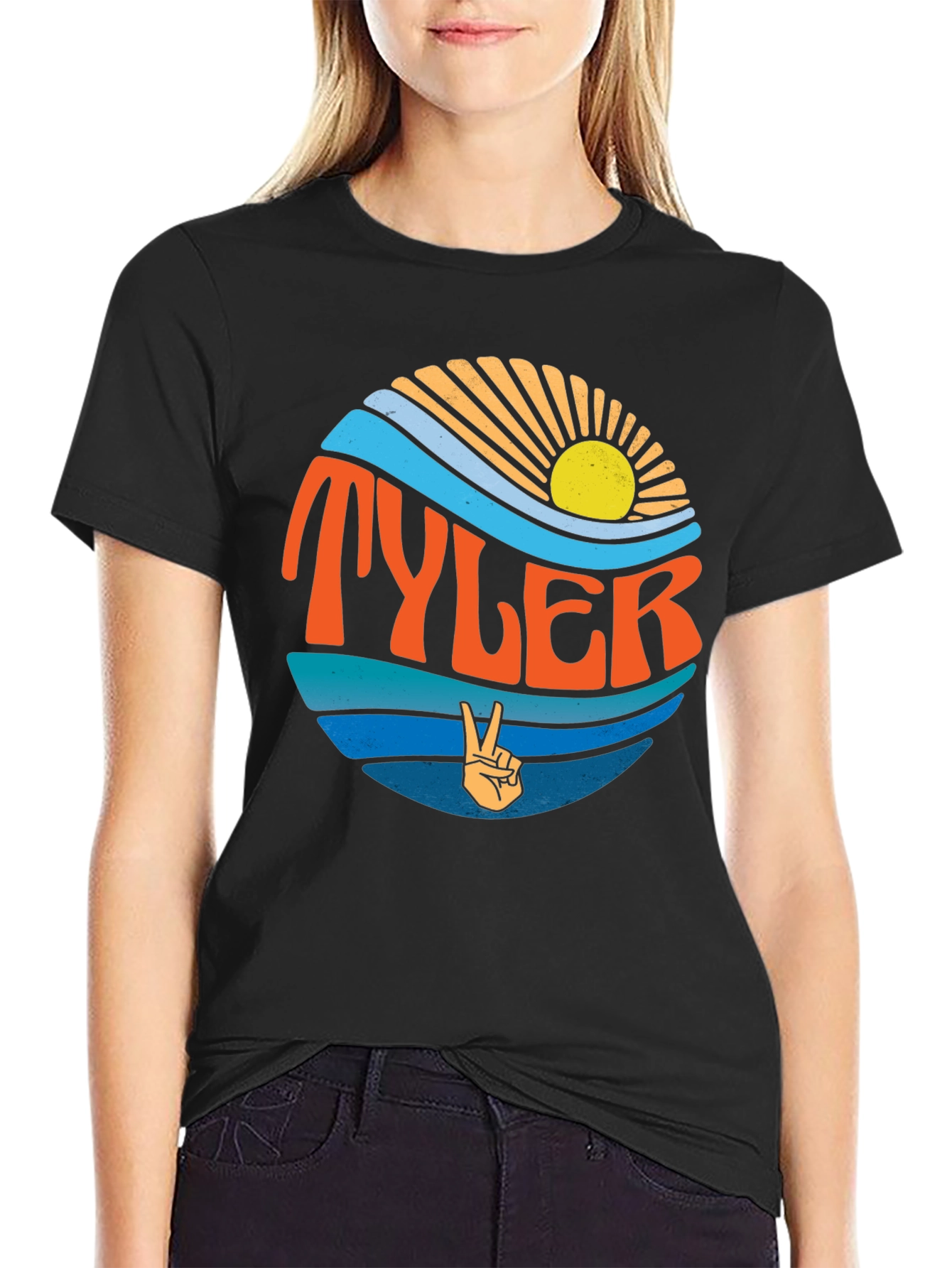 Retro Tyler Graphic Tee - Peace and Waves Design