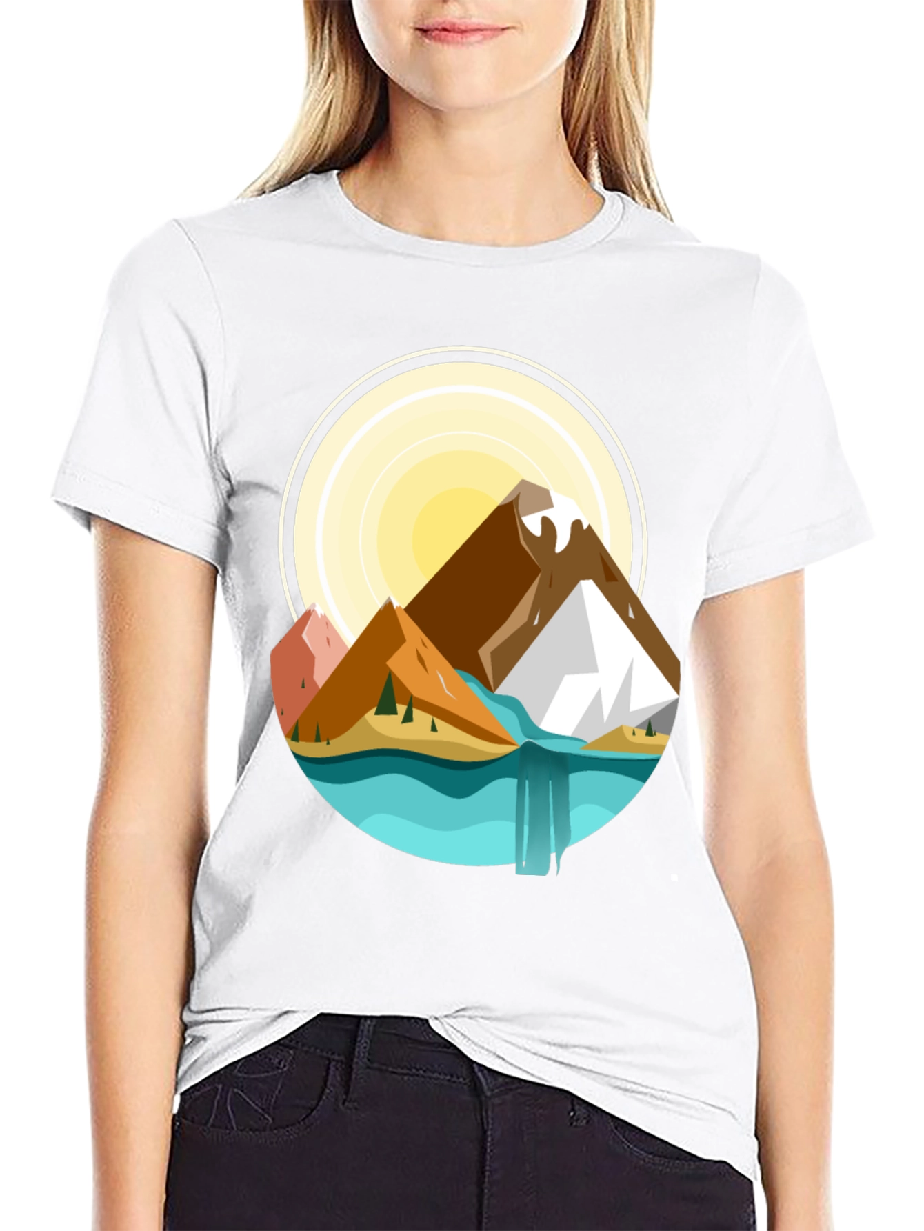 Mountain Scene Graphic T-Shirt - Nature Adventure Tee