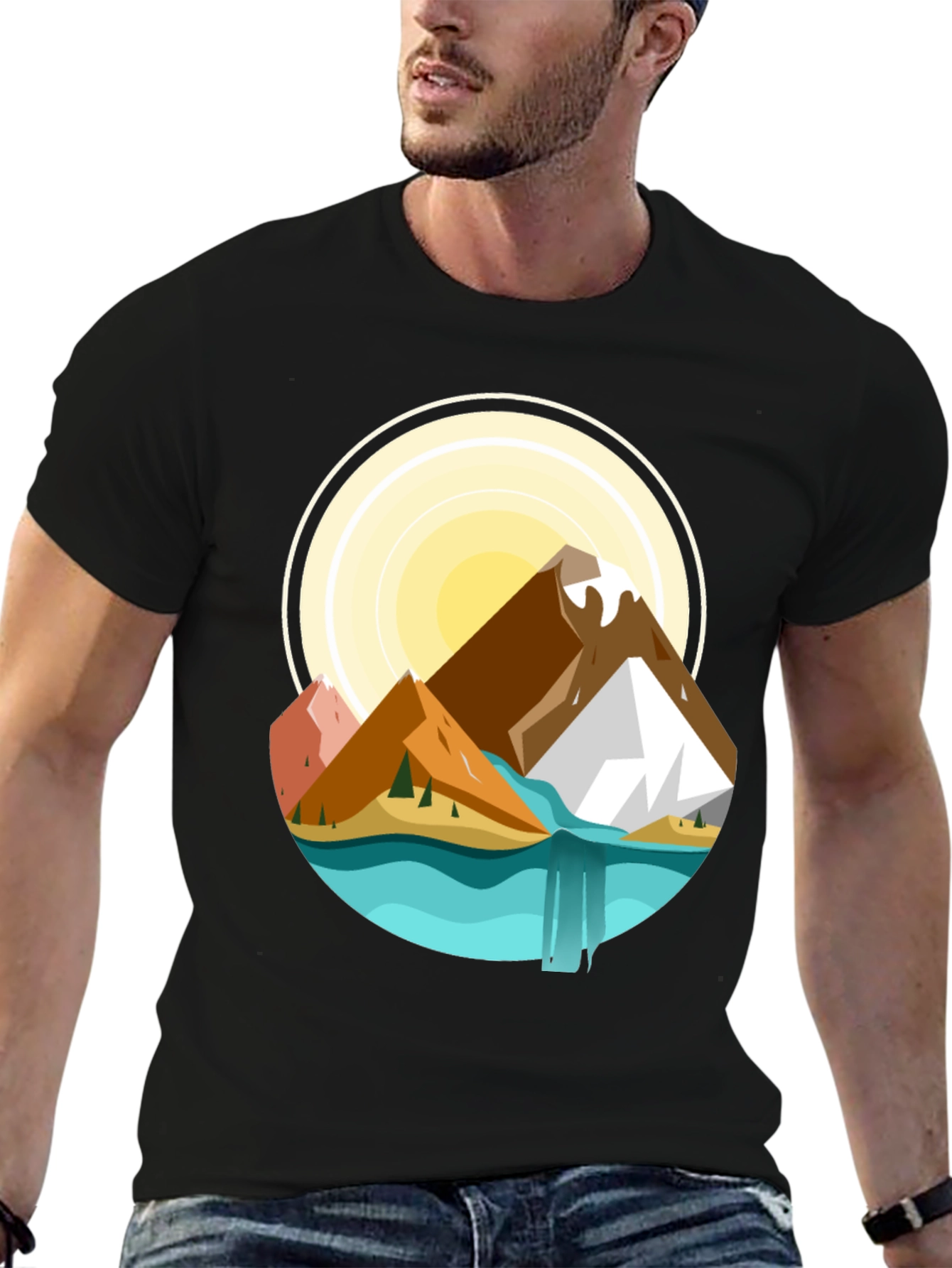 Mountain Scene Graphic T-Shirt - Nature Adventure Tee