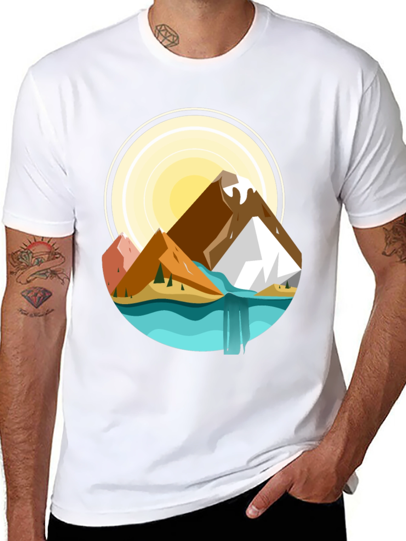 Mountain Scene Graphic T-Shirt - Nature Adventure Tee
