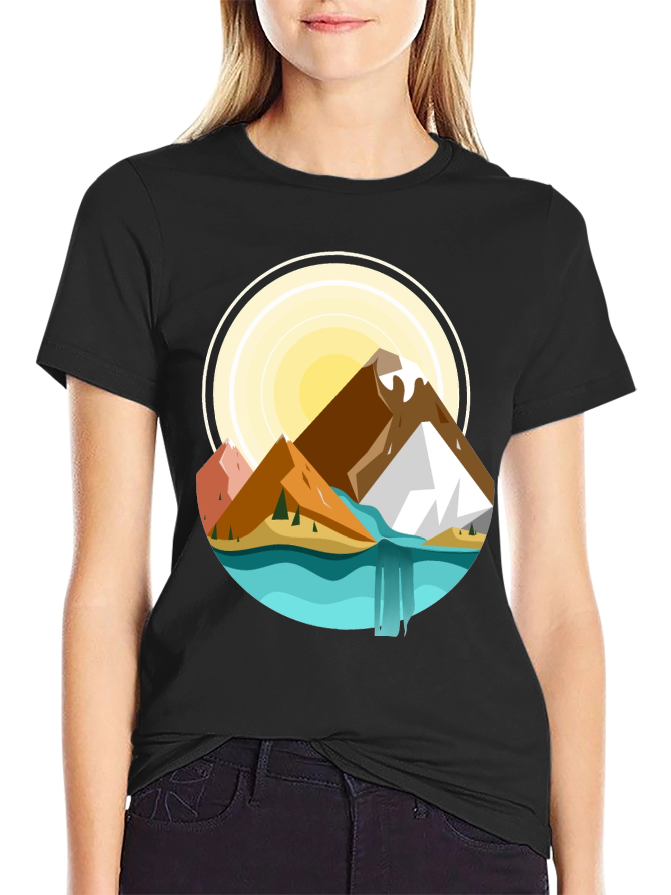 Mountain Scene Graphic T-Shirt - Nature Adventure Tee