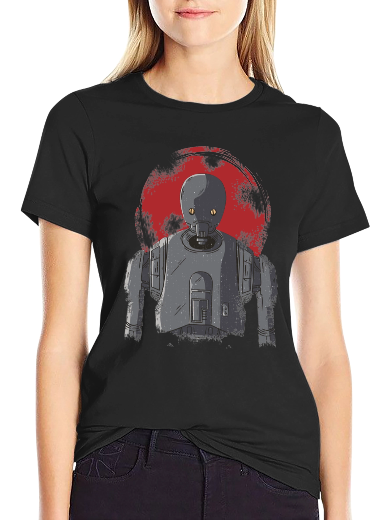 Sci-Fi Robot Graphic Print Mens T-Shirt