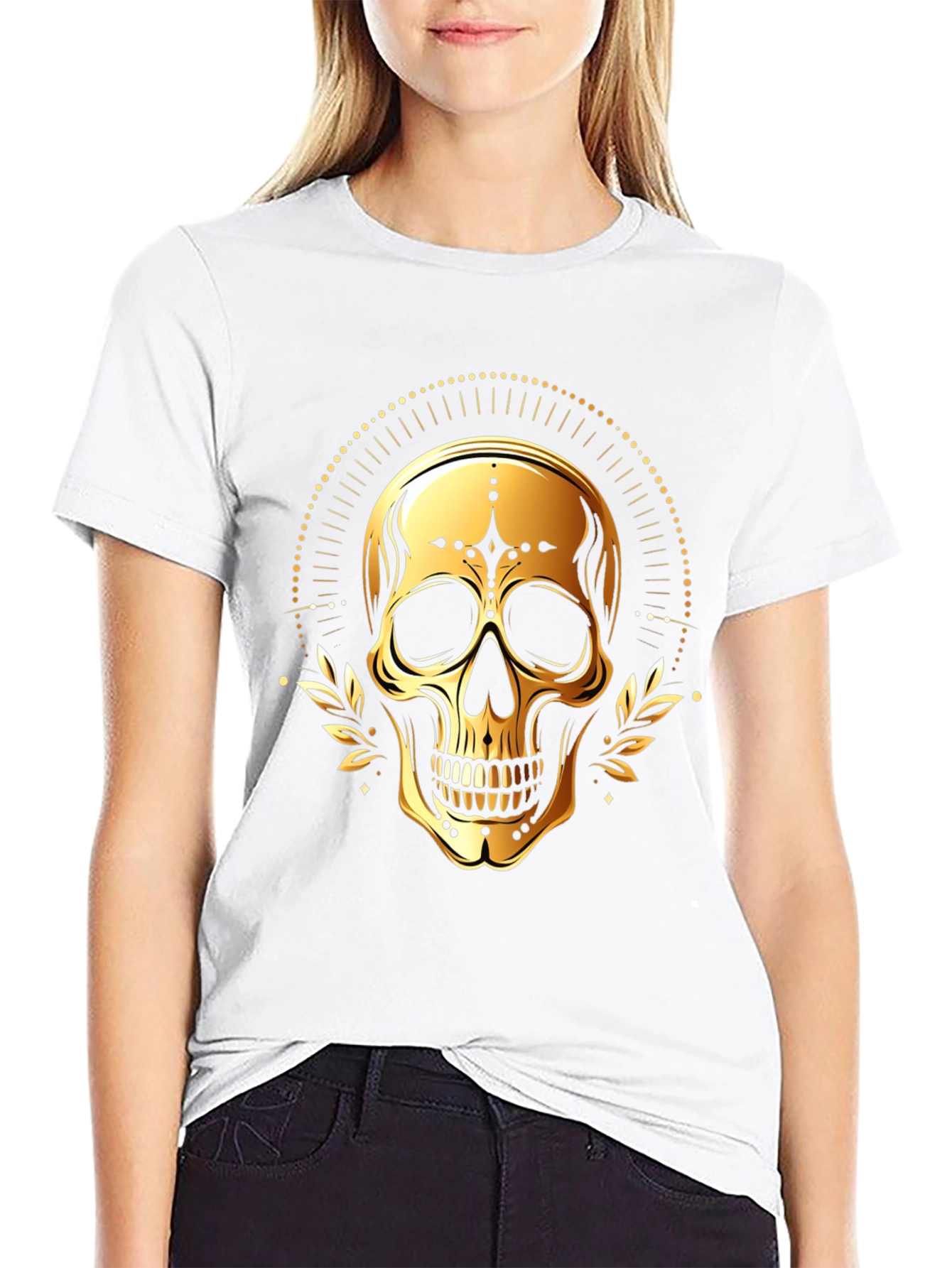 Golden Skull Graphic Tee - Stylish & Unique Design