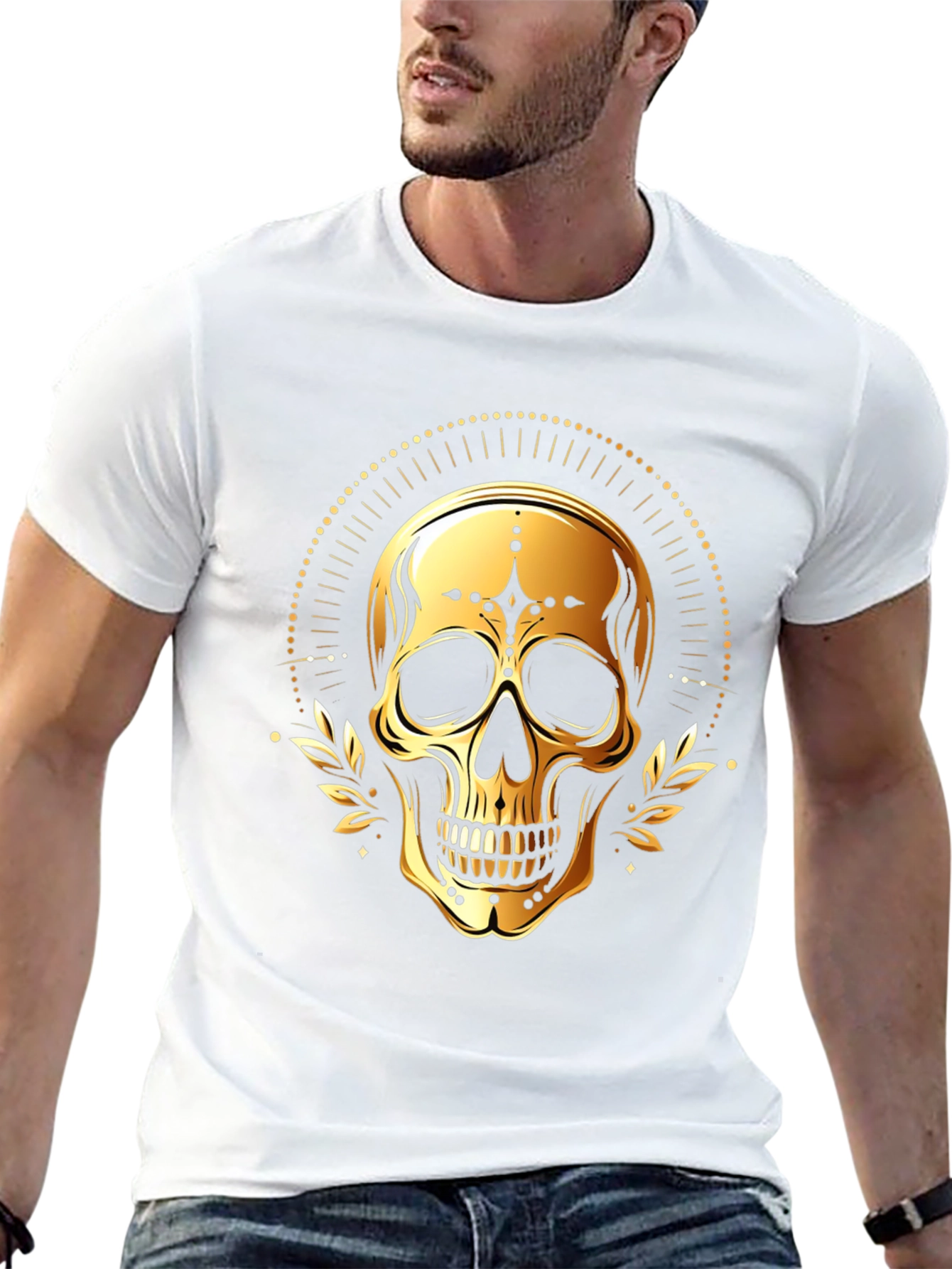 Golden Skull Graphic Tee - Stylish & Unique Design