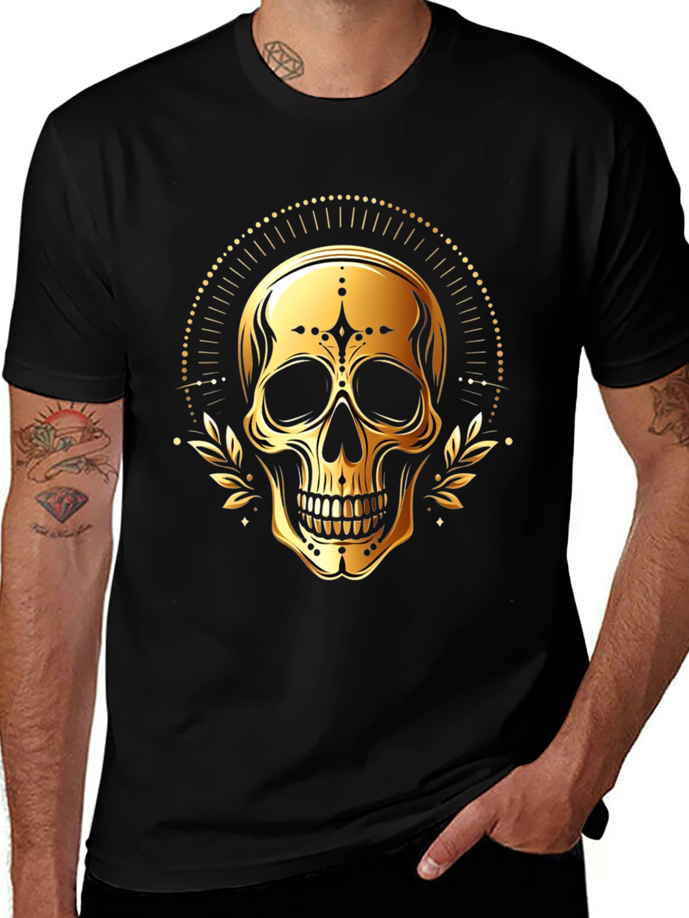 Golden Skull Graphic Tee - Stylish & Unique Design