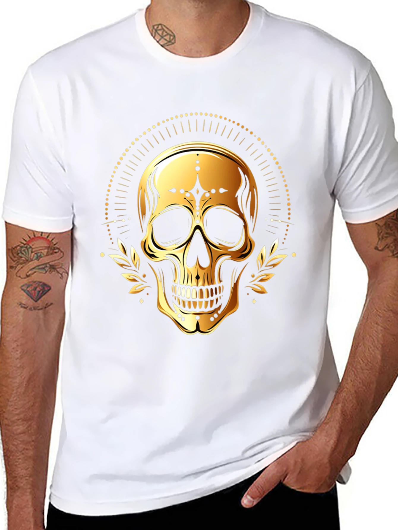 Golden Skull Graphic Tee - Stylish & Unique Design