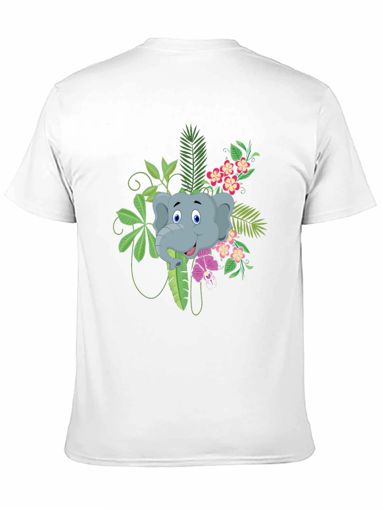 Elephant Graphic T-Shirt - Tropical Style - Black