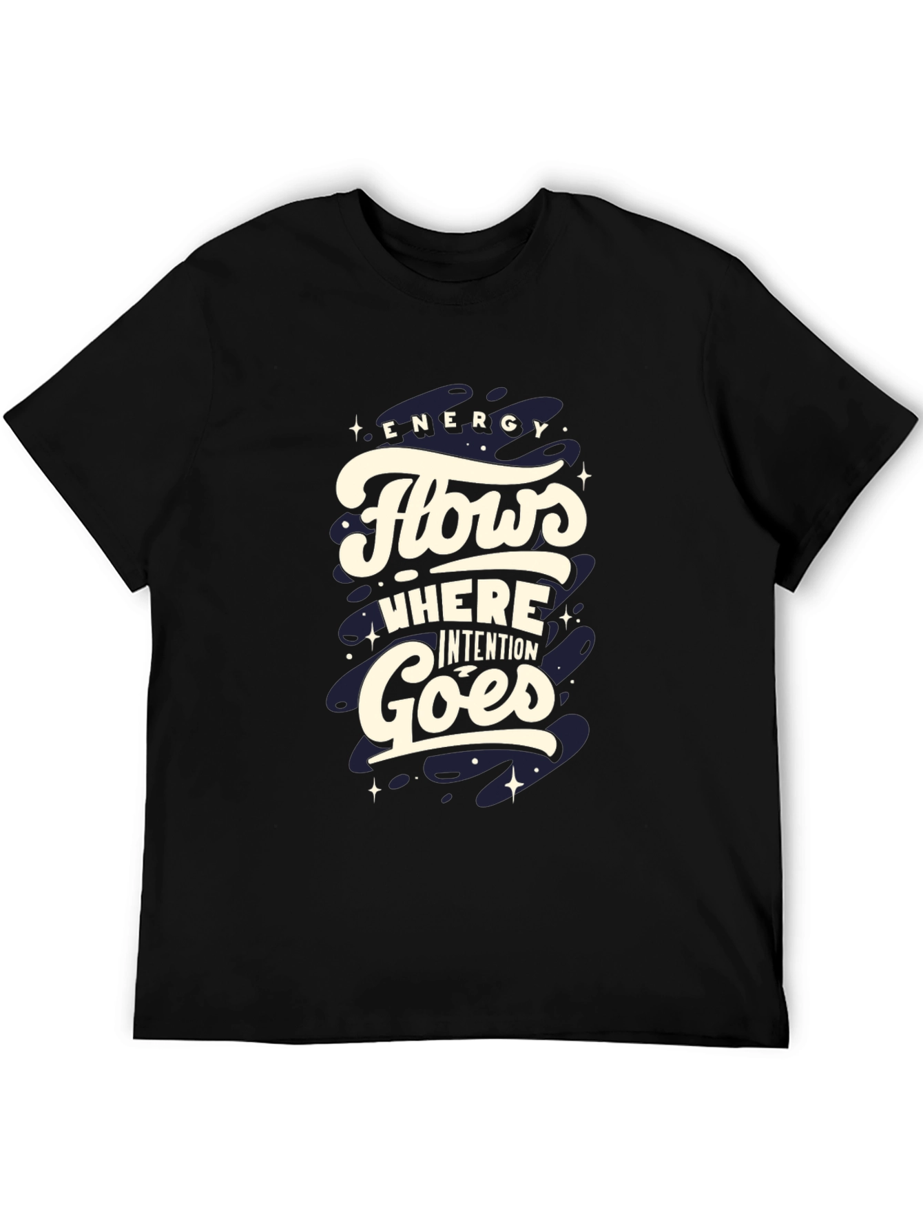 Energy Flows Graphic Tee - Black Cotton Comfort