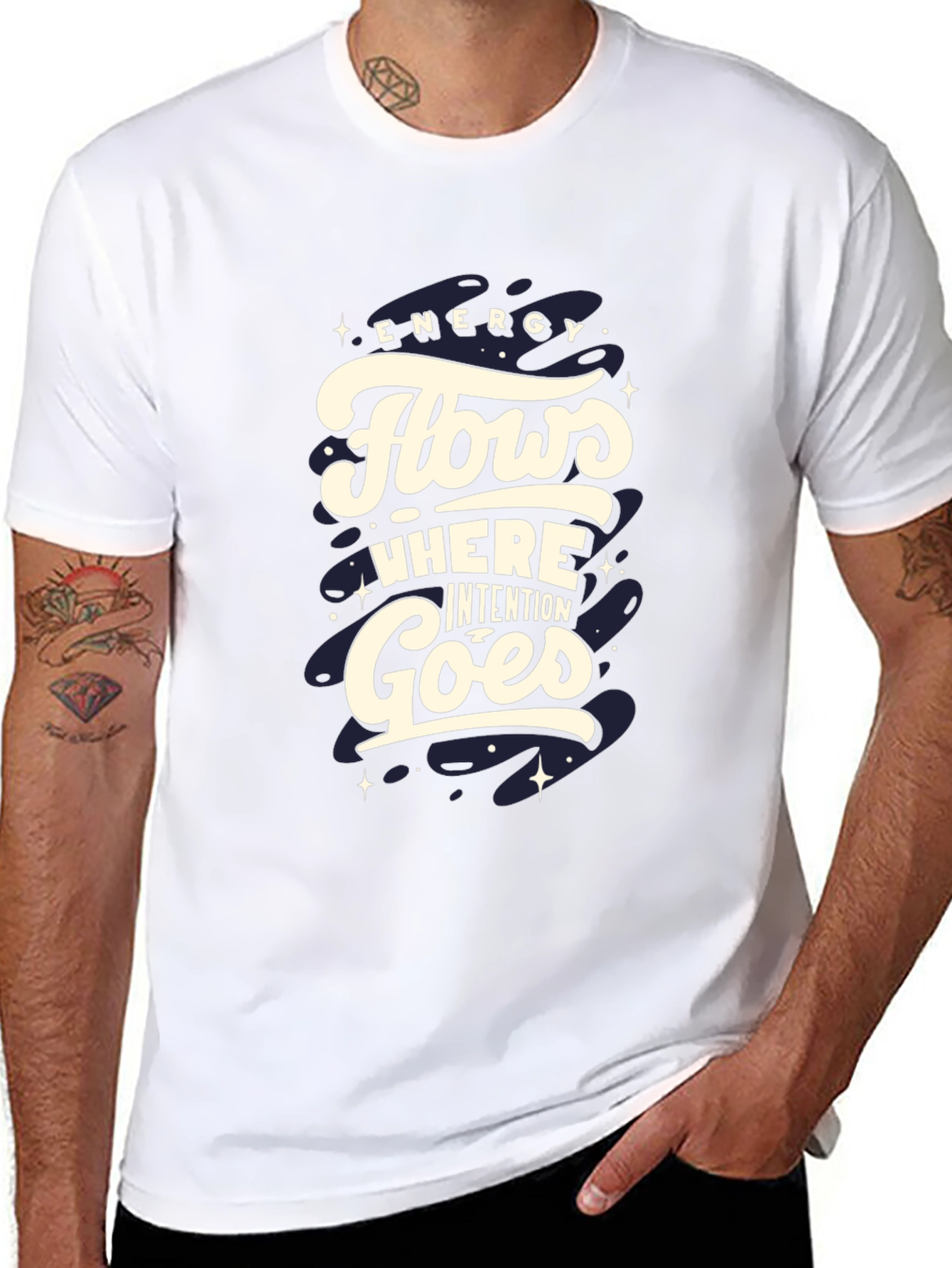 Energy Flows Graphic Tee - Black Cotton Comfort