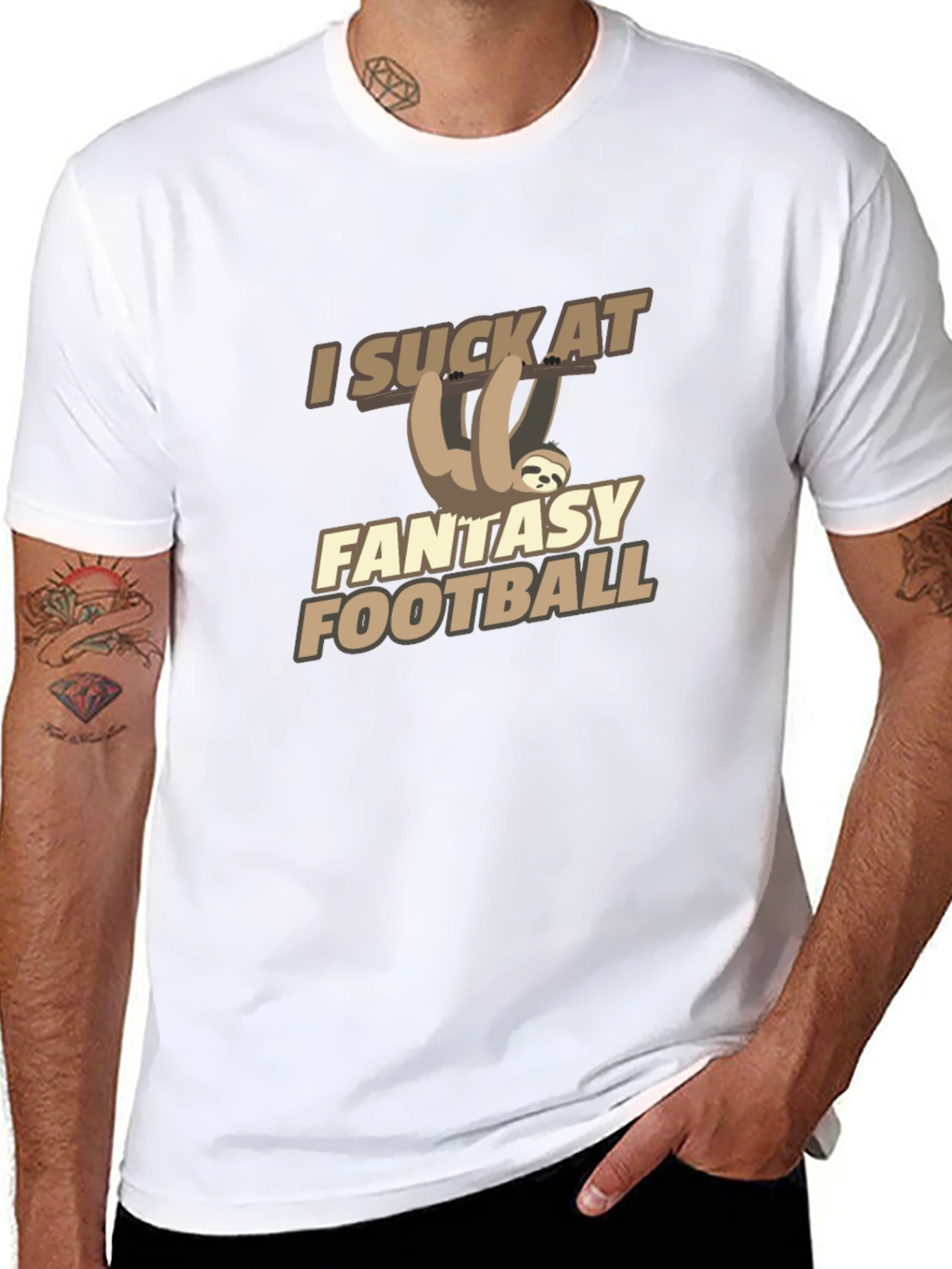 I Suck at Fantasy Football Sloth Graphic Tee