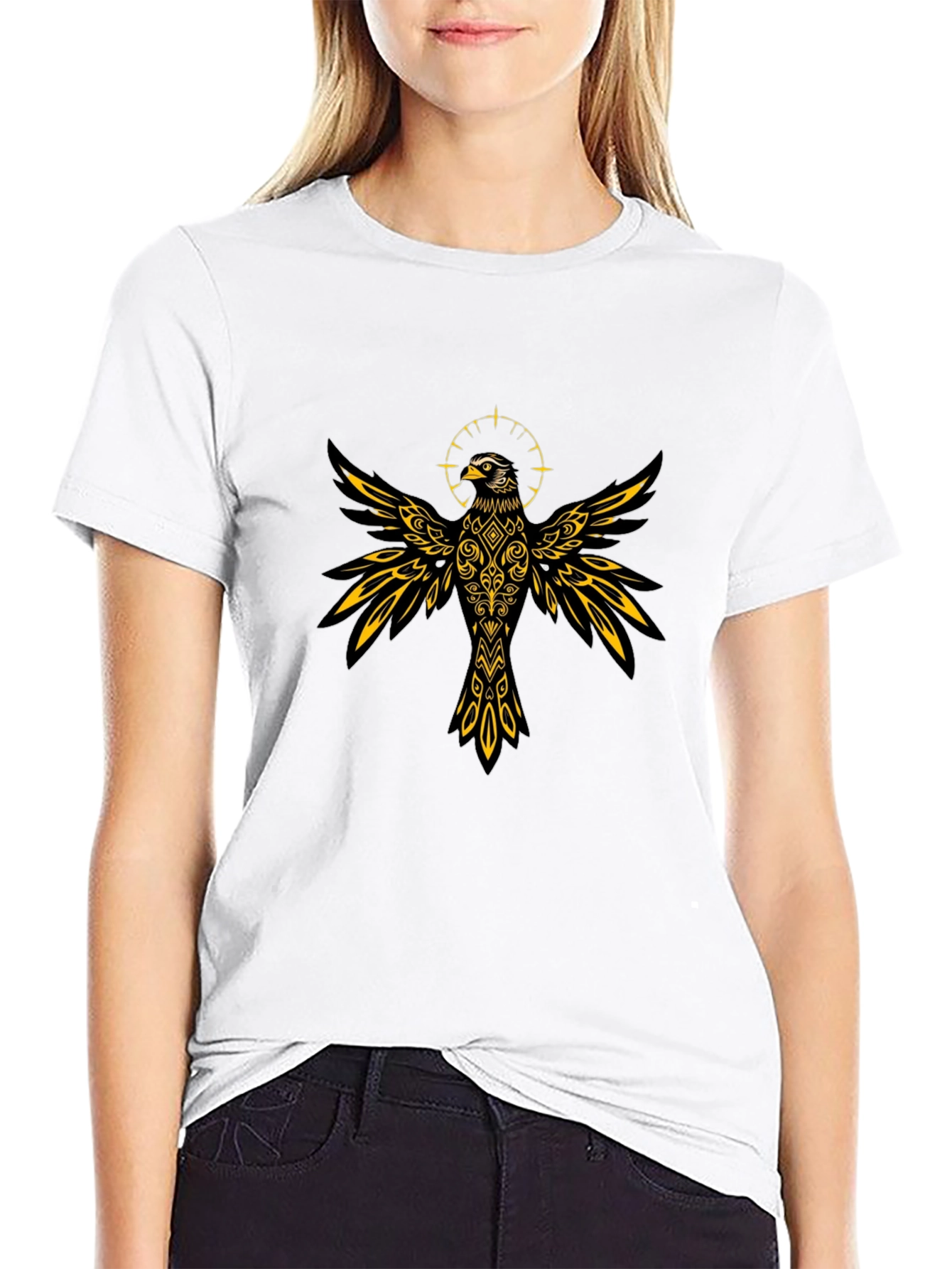 Raven Graphic Tee - Stylish Bird Design