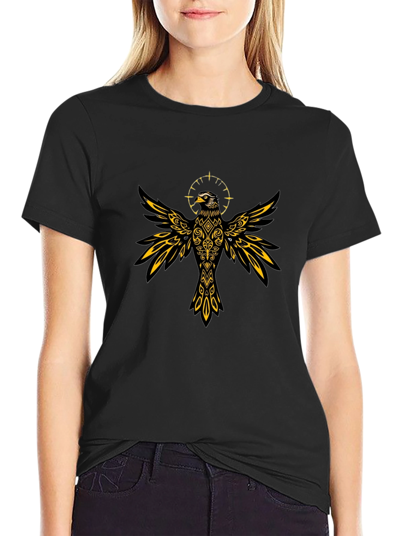 Raven Graphic Tee - Stylish Bird Design