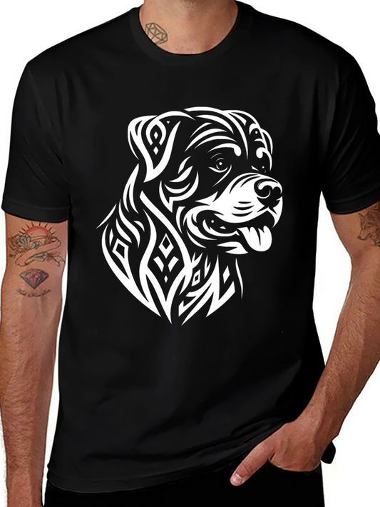 Rottweiler Tribal Art Black T-Shirt