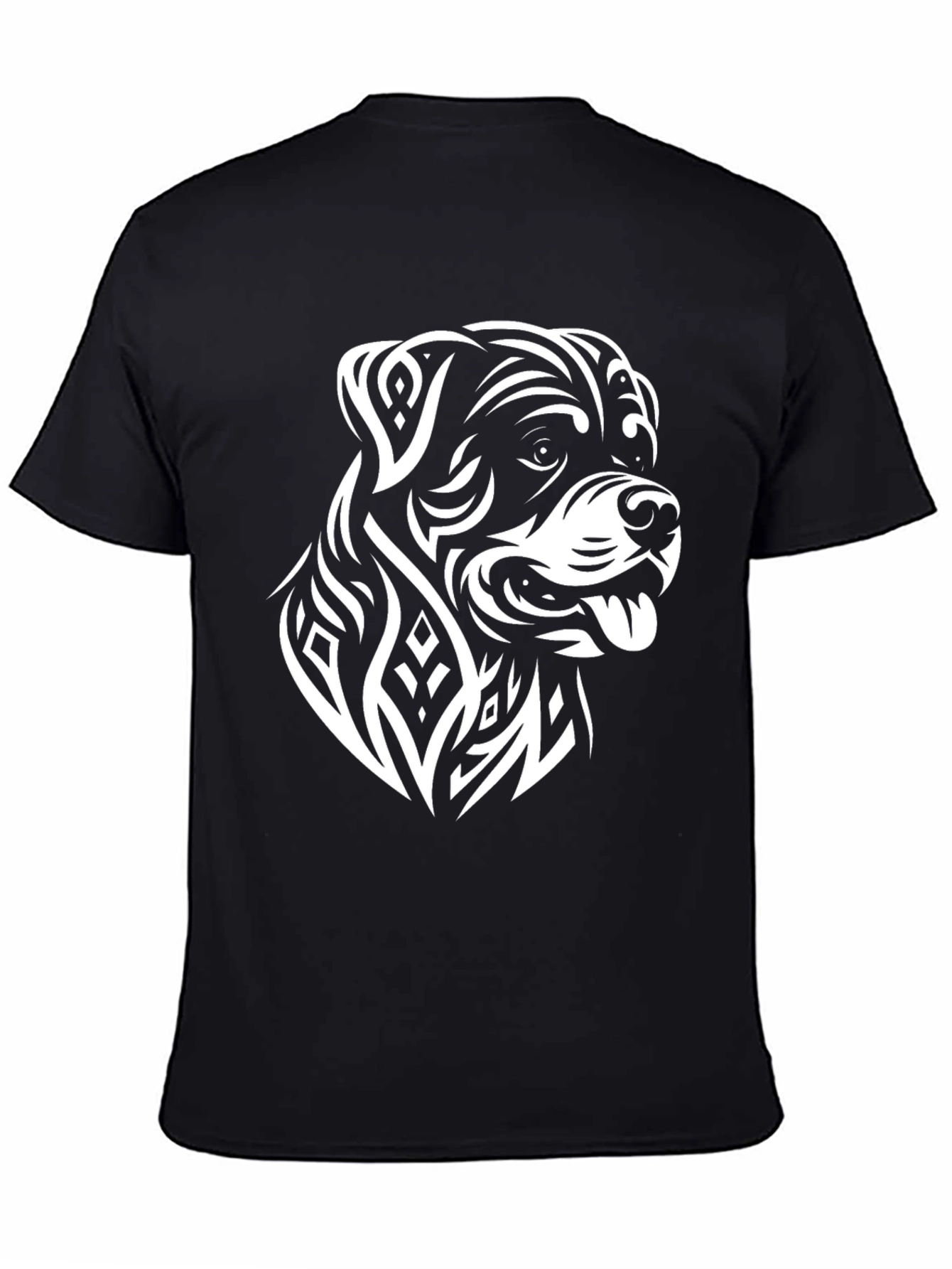 Rottweiler Tribal Art Black T-Shirt