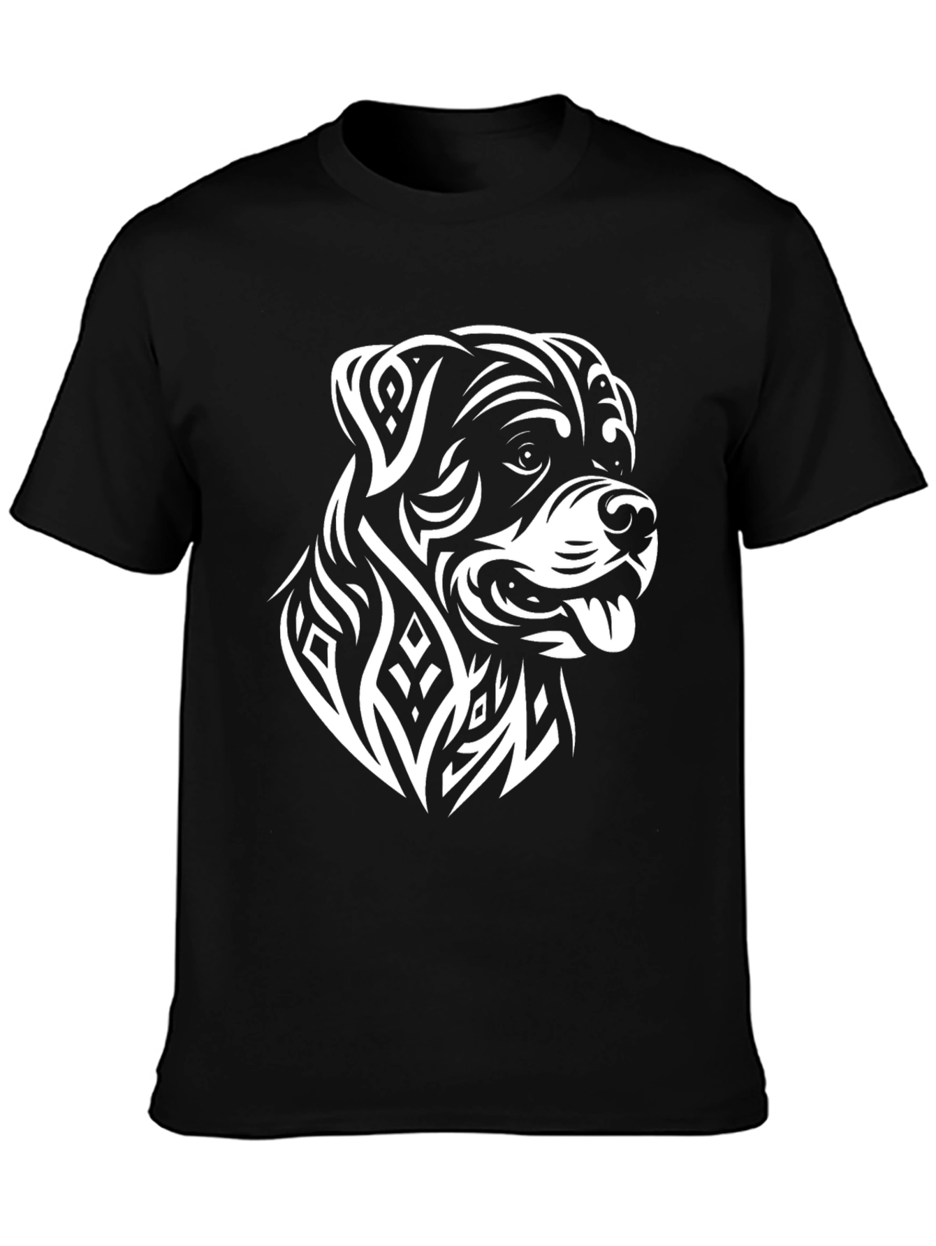 Rottweiler Tribal Art Black T-Shirt