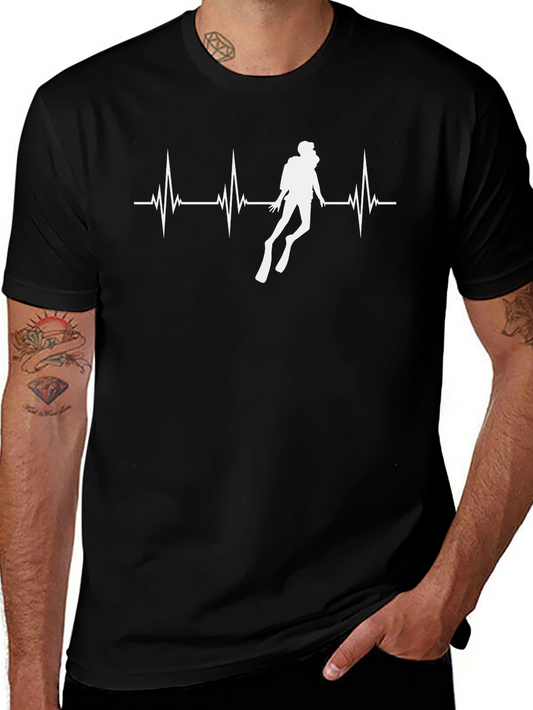 Diver Heartbeat Graphic Tee - Scuba Diving T-Shirt