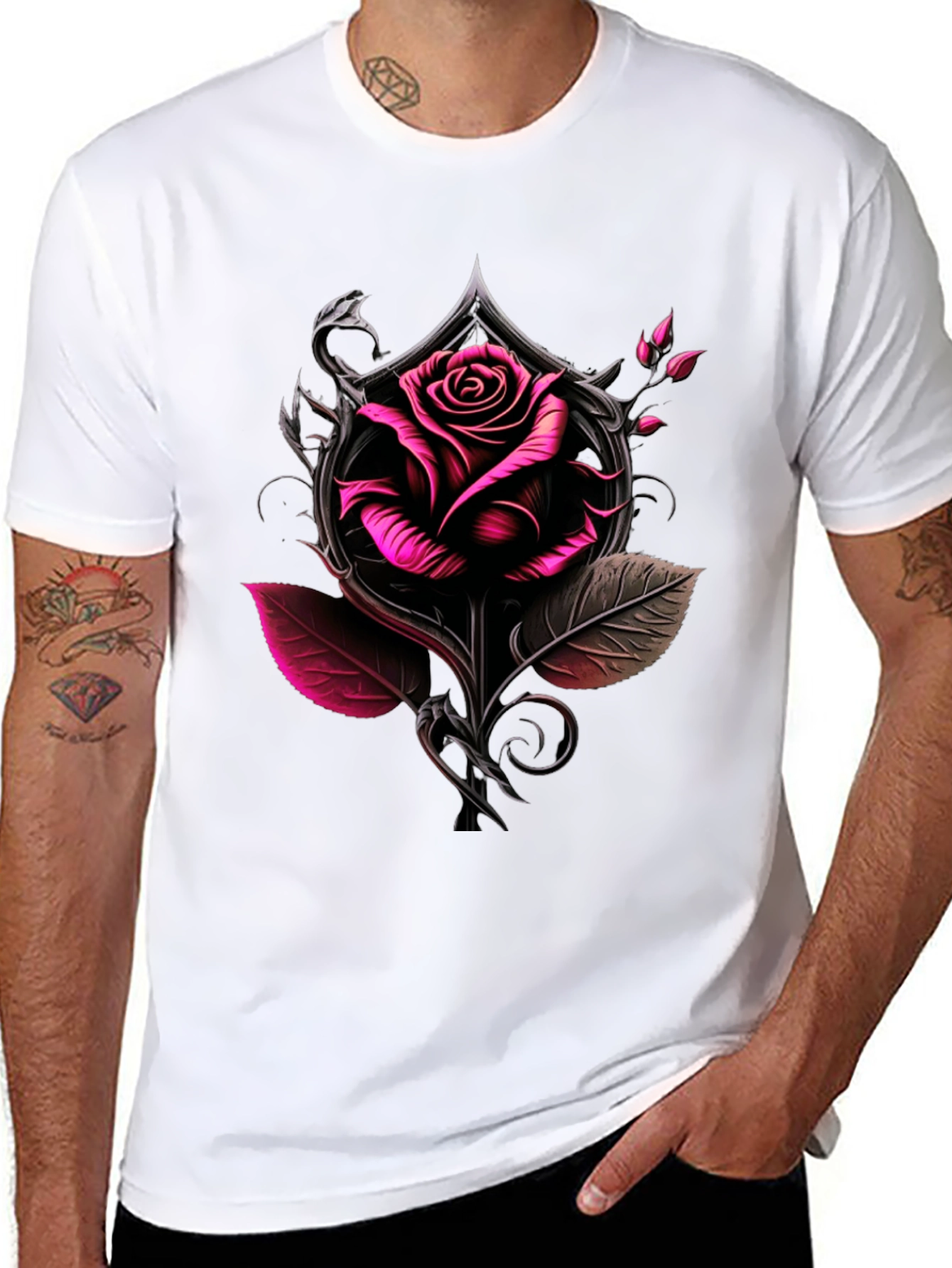 Rose & Ace Graphic Tee - Bold Black Shirt