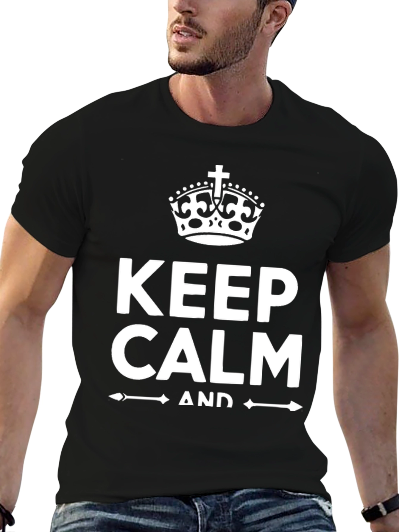 Keep Calm Black T-Shirt Novelty Graphic Tee