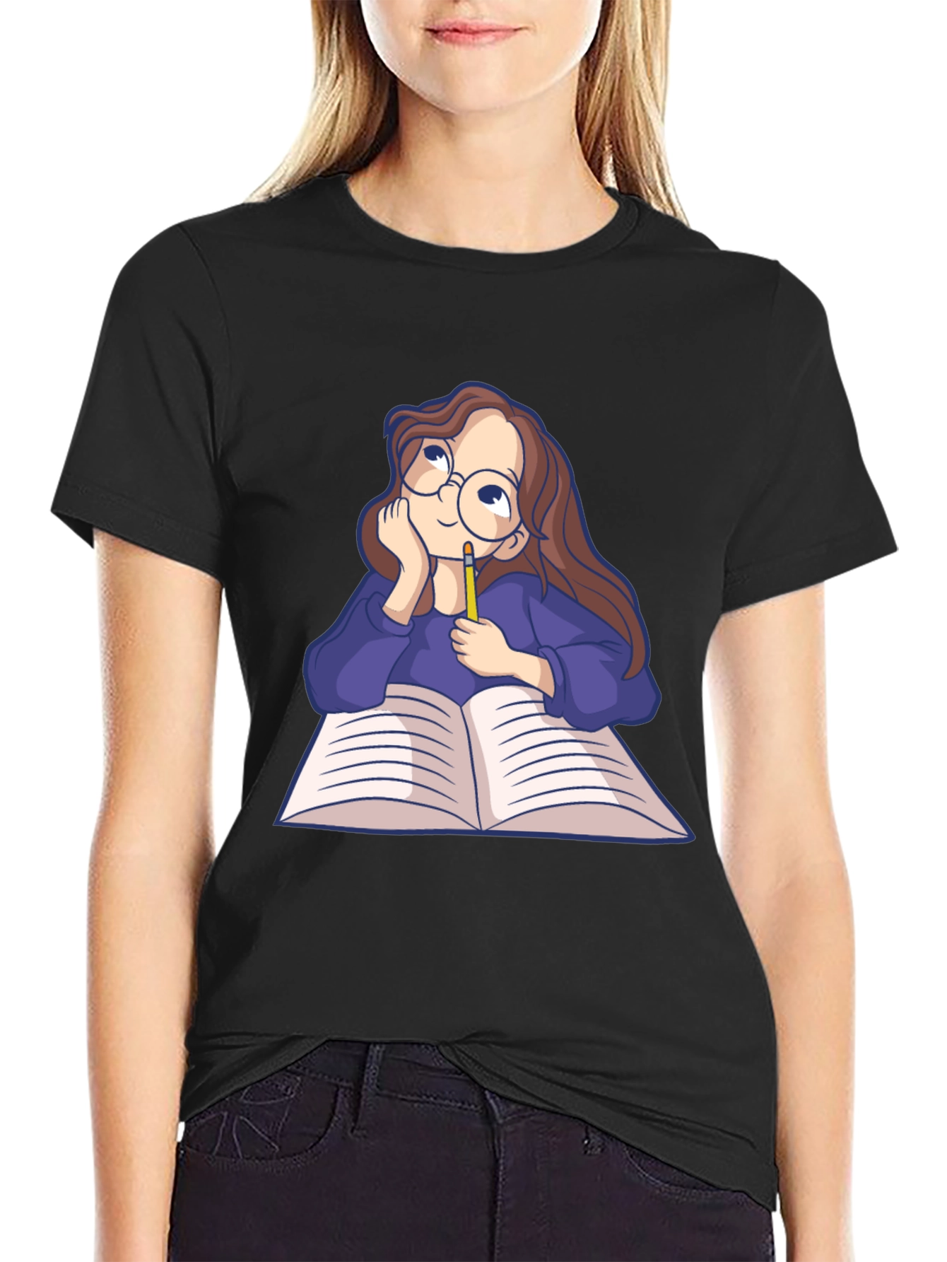 Dreamy Reader Graphic Tee - Black Casual T-Shirt