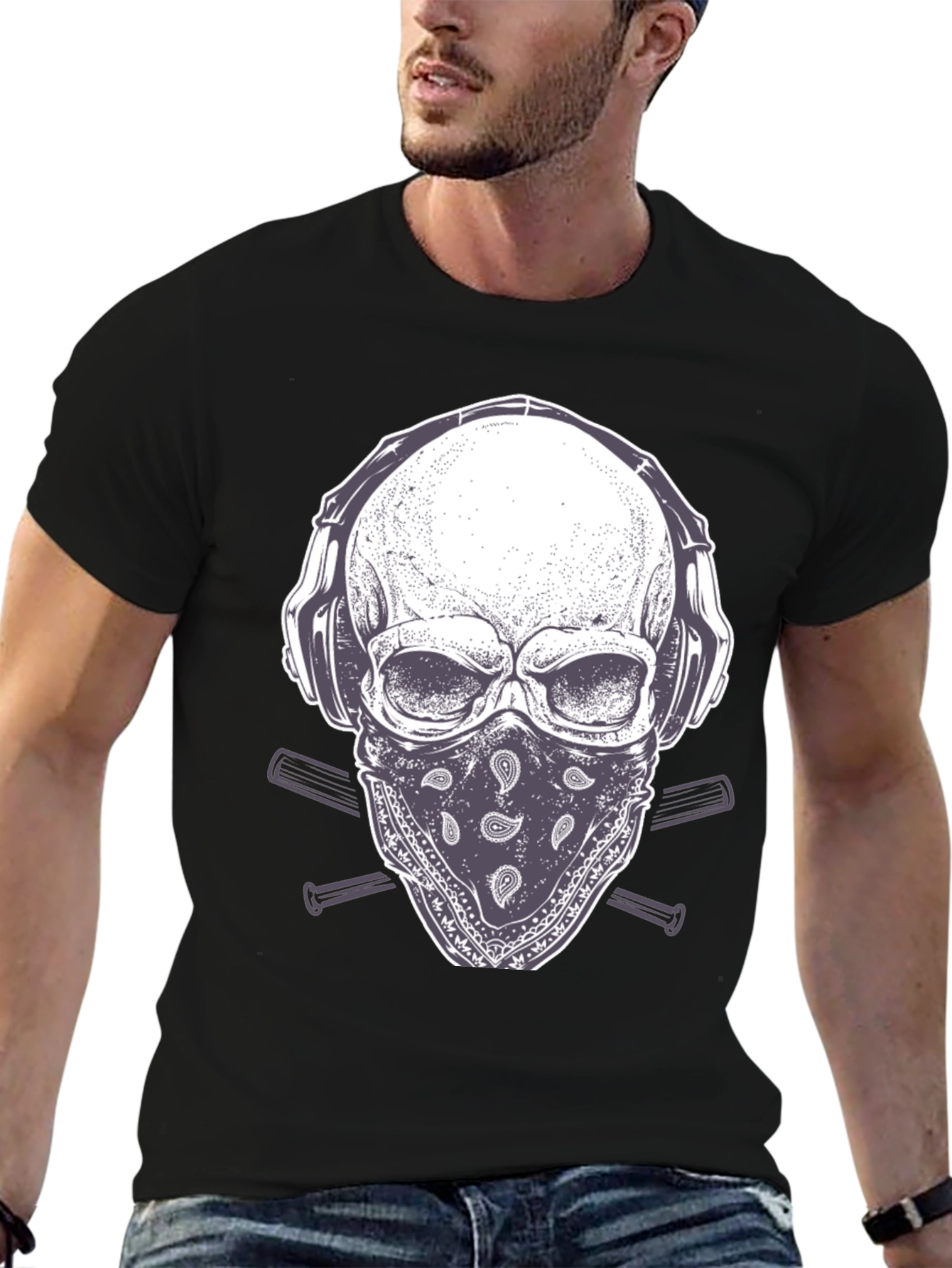 Skull Headphone T-Shirt - Unique Graphic Tee