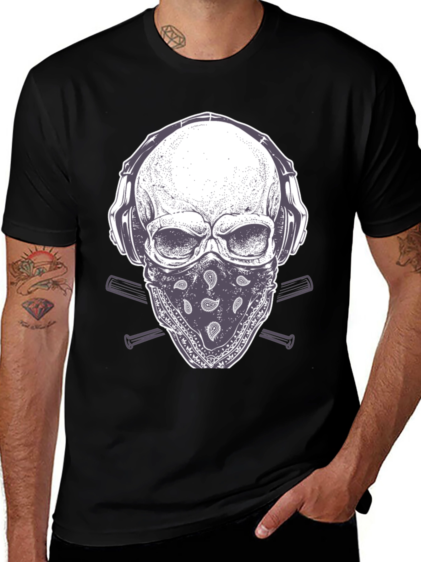 Skull Headphone T-Shirt - Unique Graphic Tee