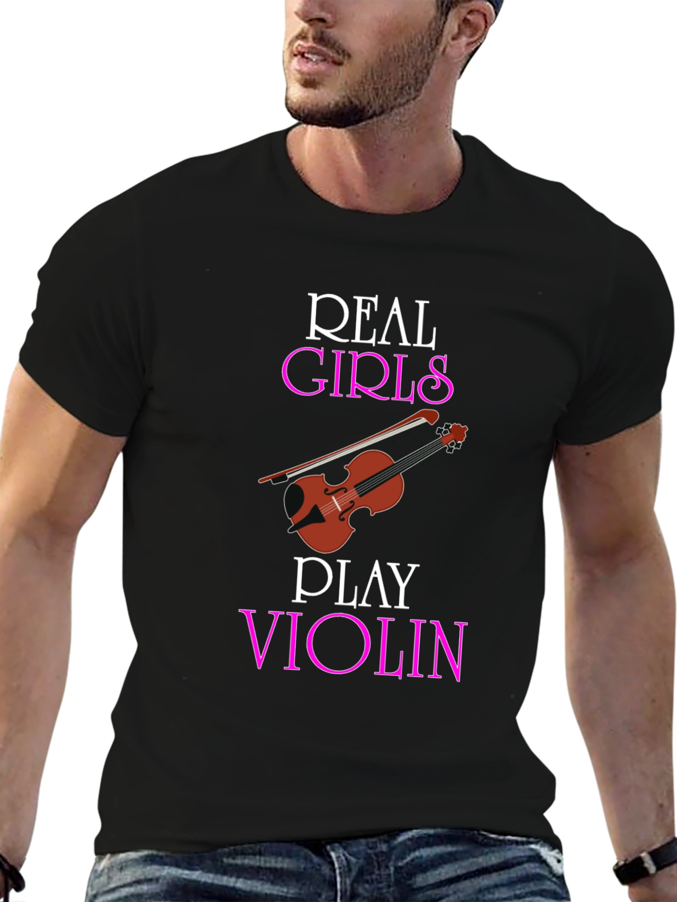 Real Girls Play Violin Black T-Shirt