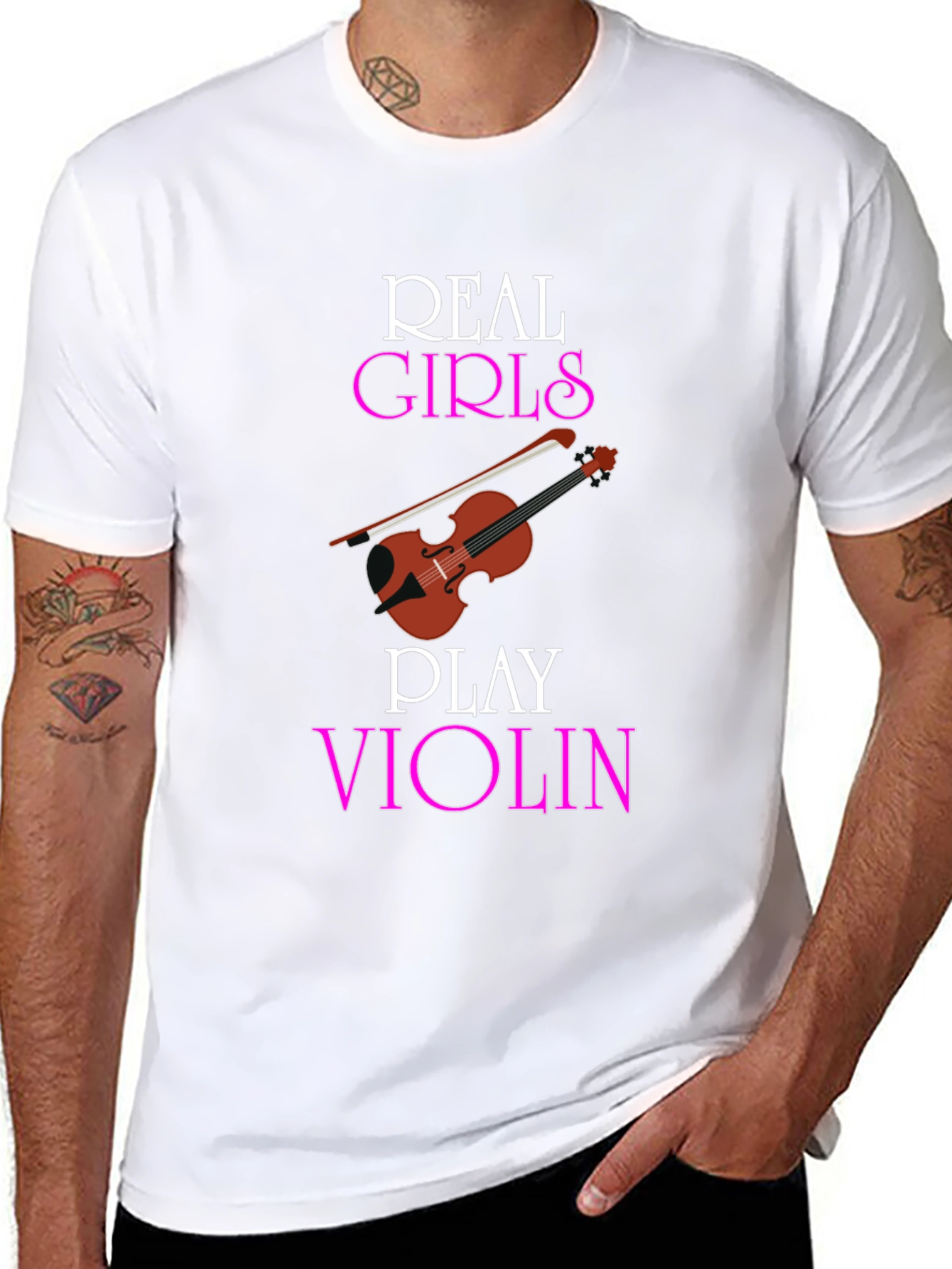 Real Girls Play Violin Black T-Shirt