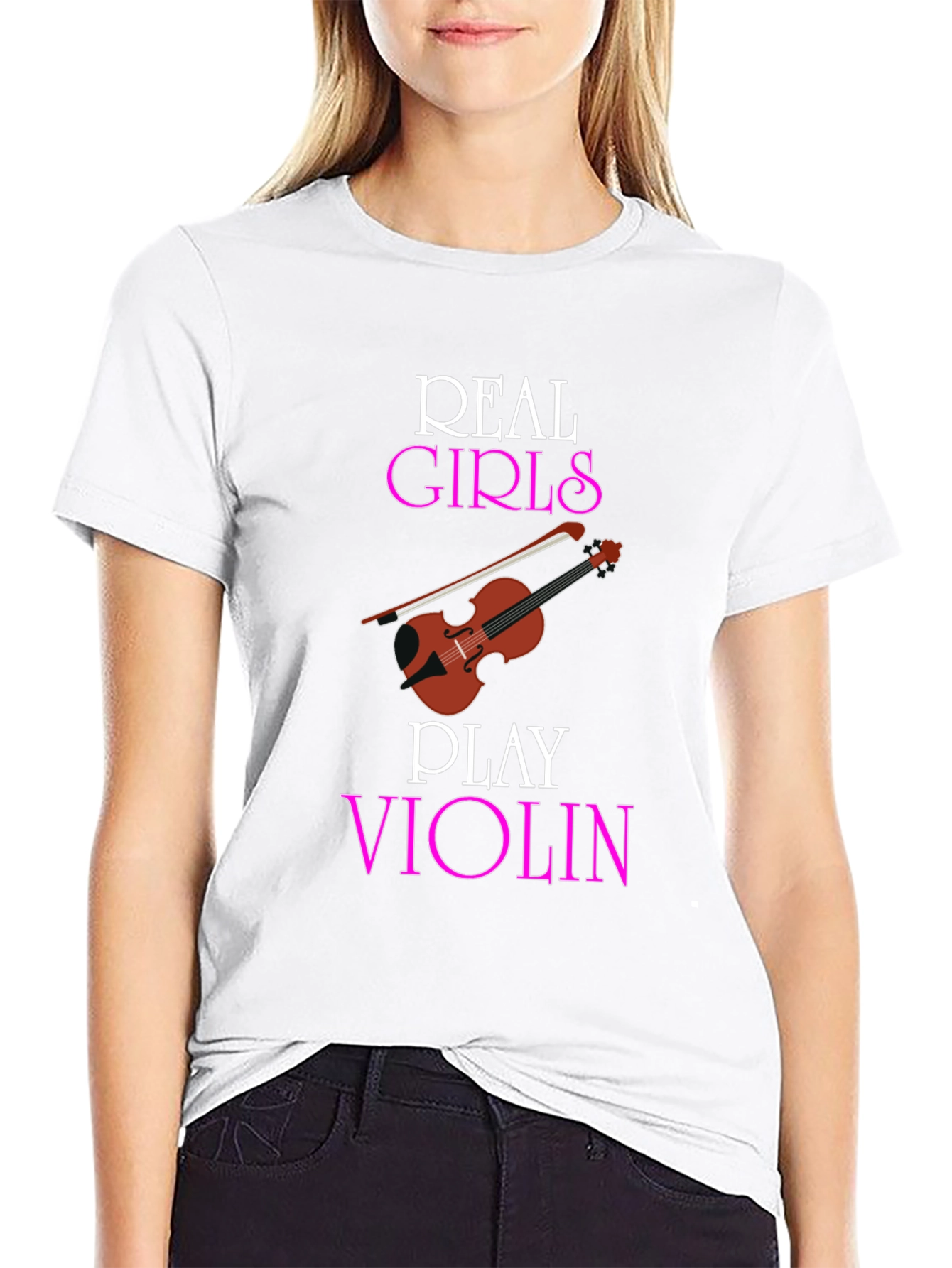 Real Girls Play Violin Black T-Shirt