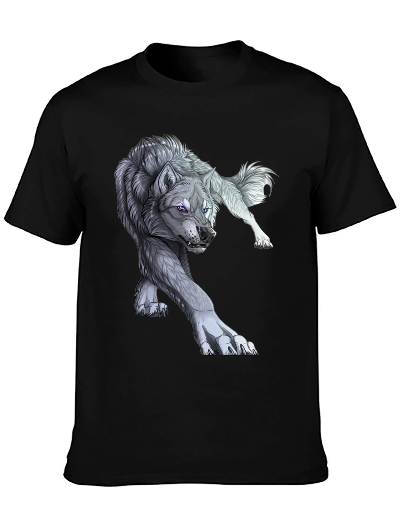 Wolf Graphic Print T-Shirt - Black