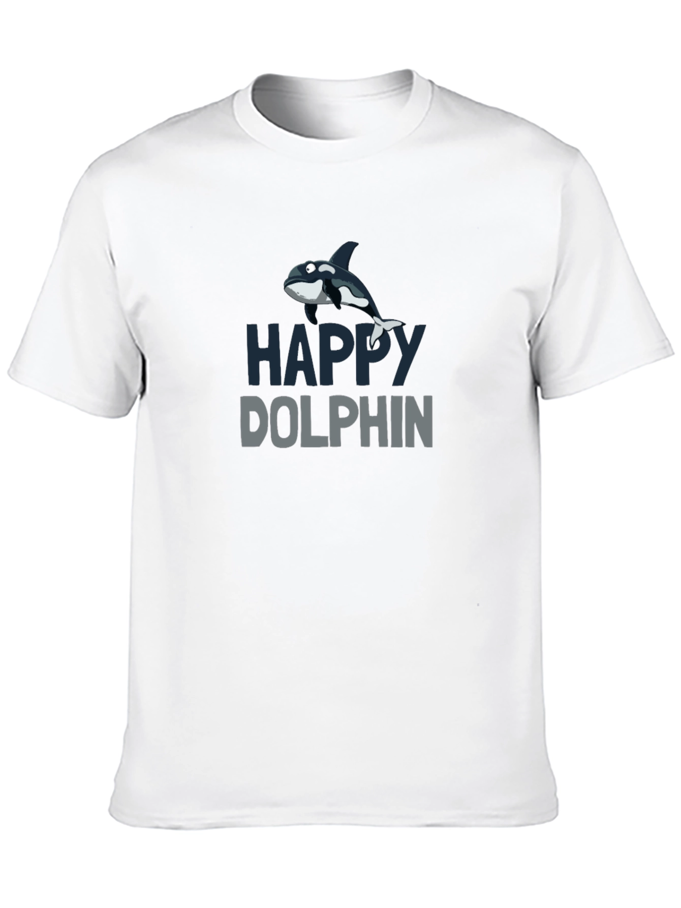 Happy Dolphin Graphic T-Shirt - Black Cotton Tee