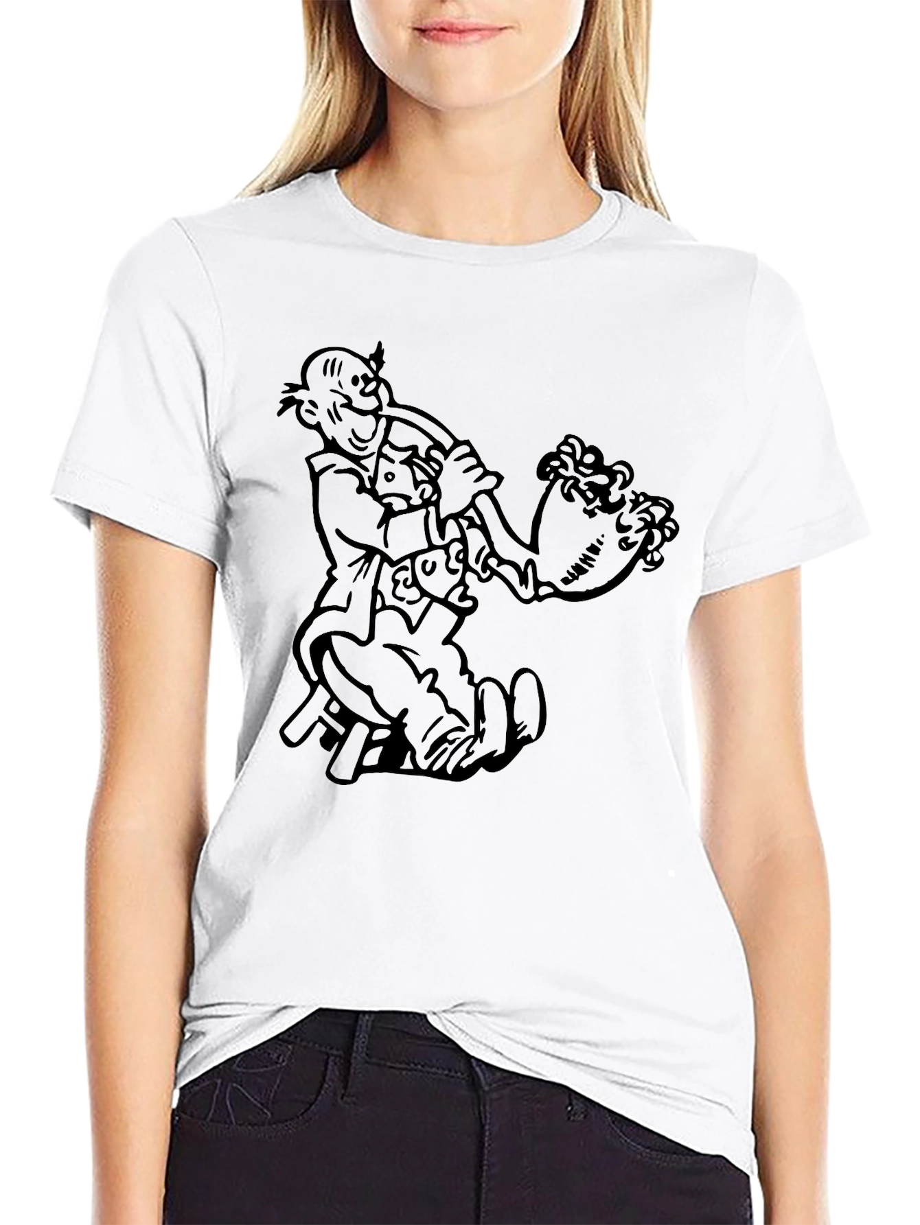 Cartoon Graphic Tee - Black