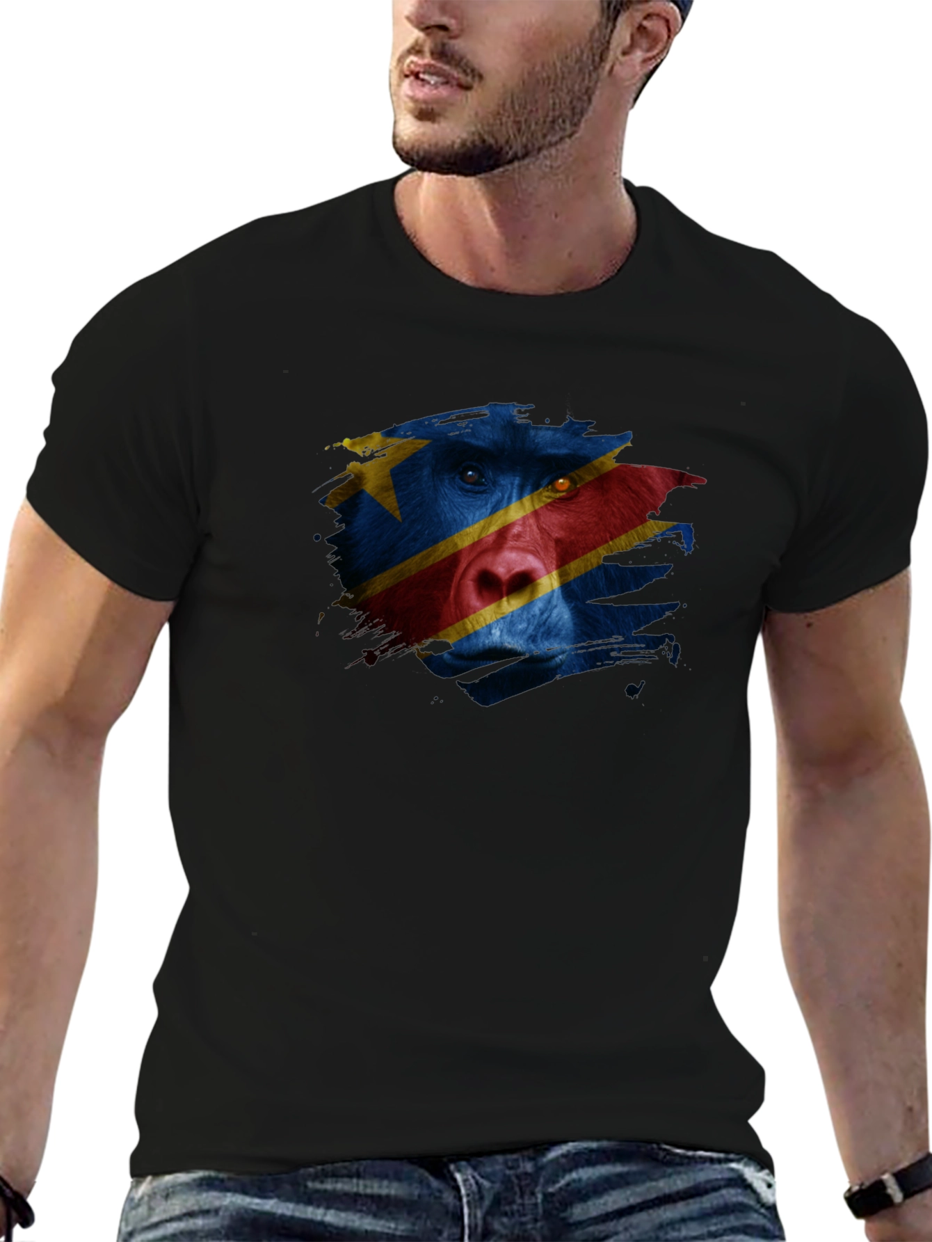 Congo Flag Baboon Graphic T-Shirt