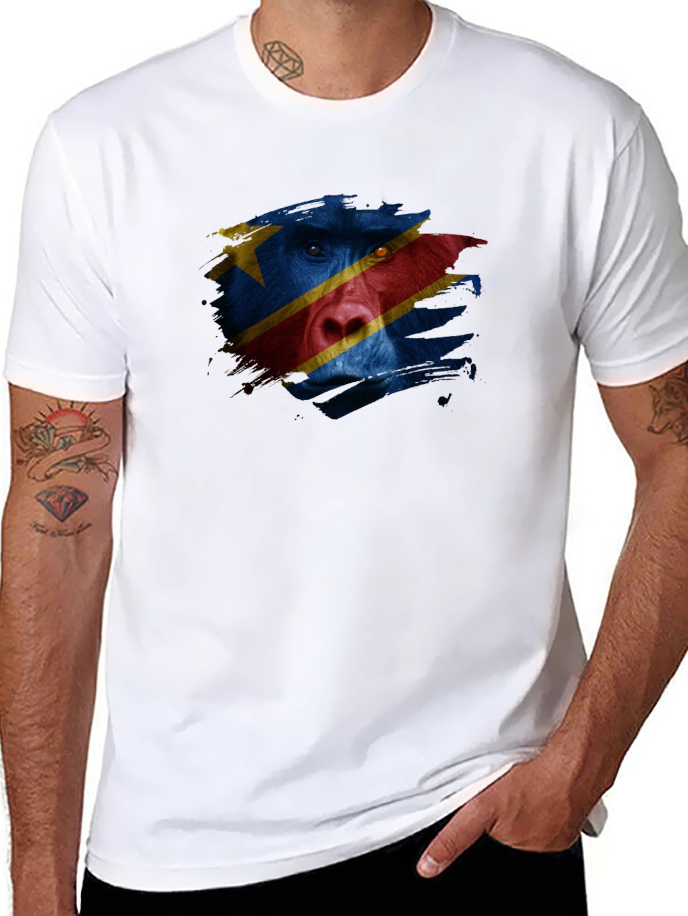 Congo Flag Baboon Graphic T-Shirt