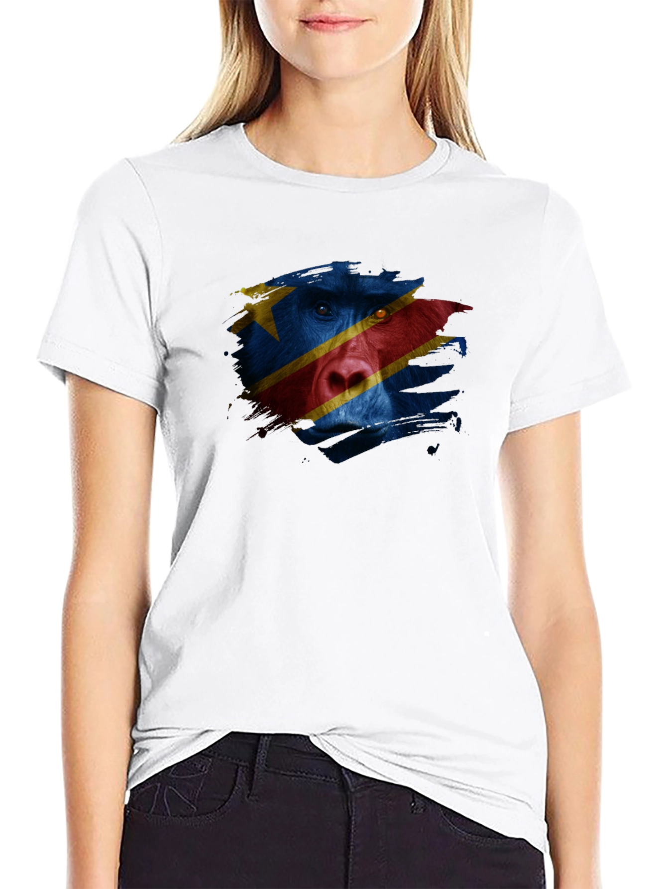 Congo Flag Baboon Graphic T-Shirt