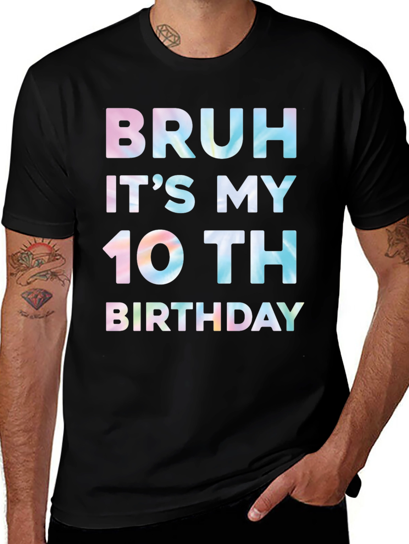 Bruh Its My 10th Birthday T-Shirt Black Cotton