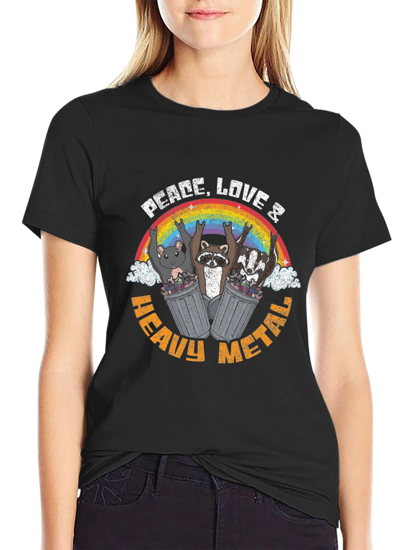 Peace Love Heavy Metal Animals T-Shirt