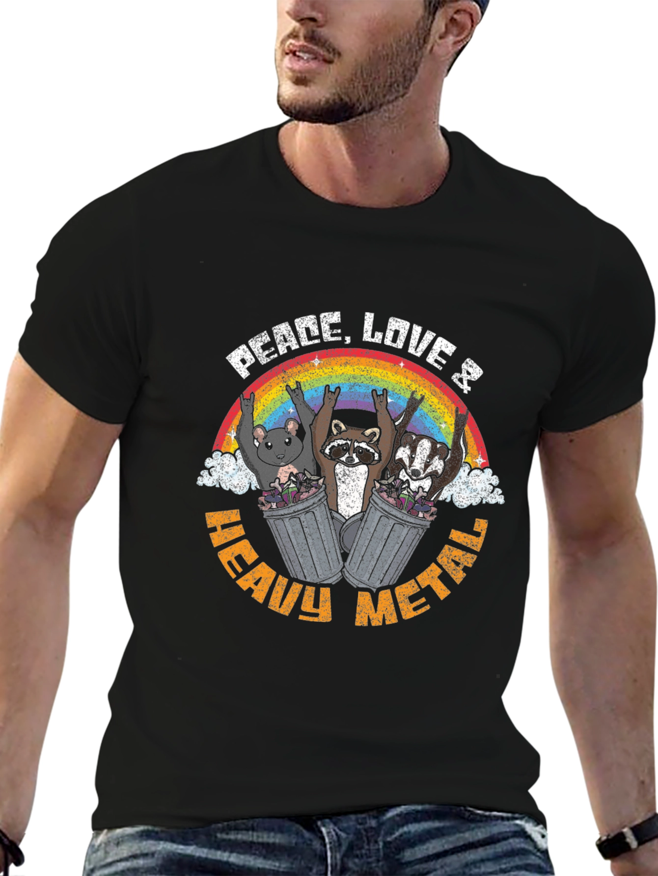 Peace Love Heavy Metal Animals T-Shirt