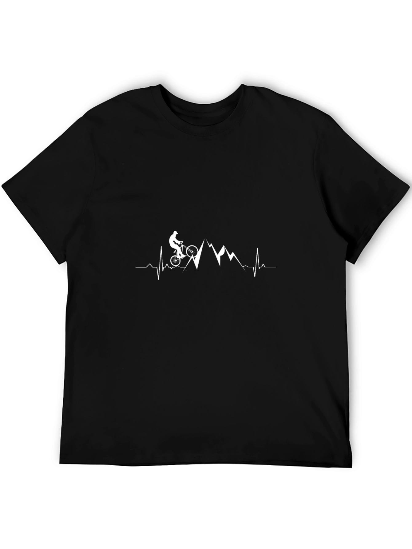 Mountain Biker Heartbeat T-Shirt - Black