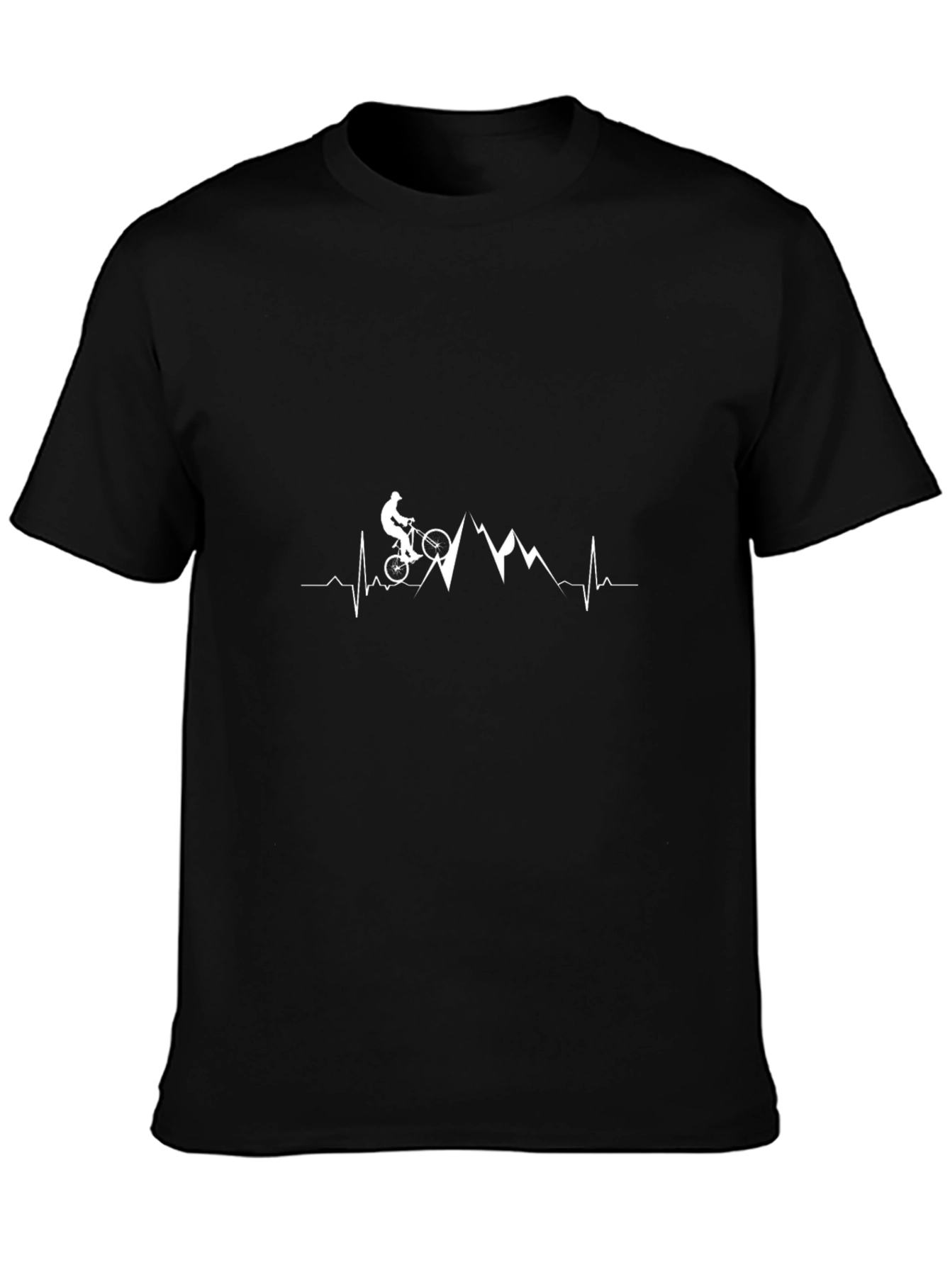 Mountain Biker Heartbeat T-Shirt - Black