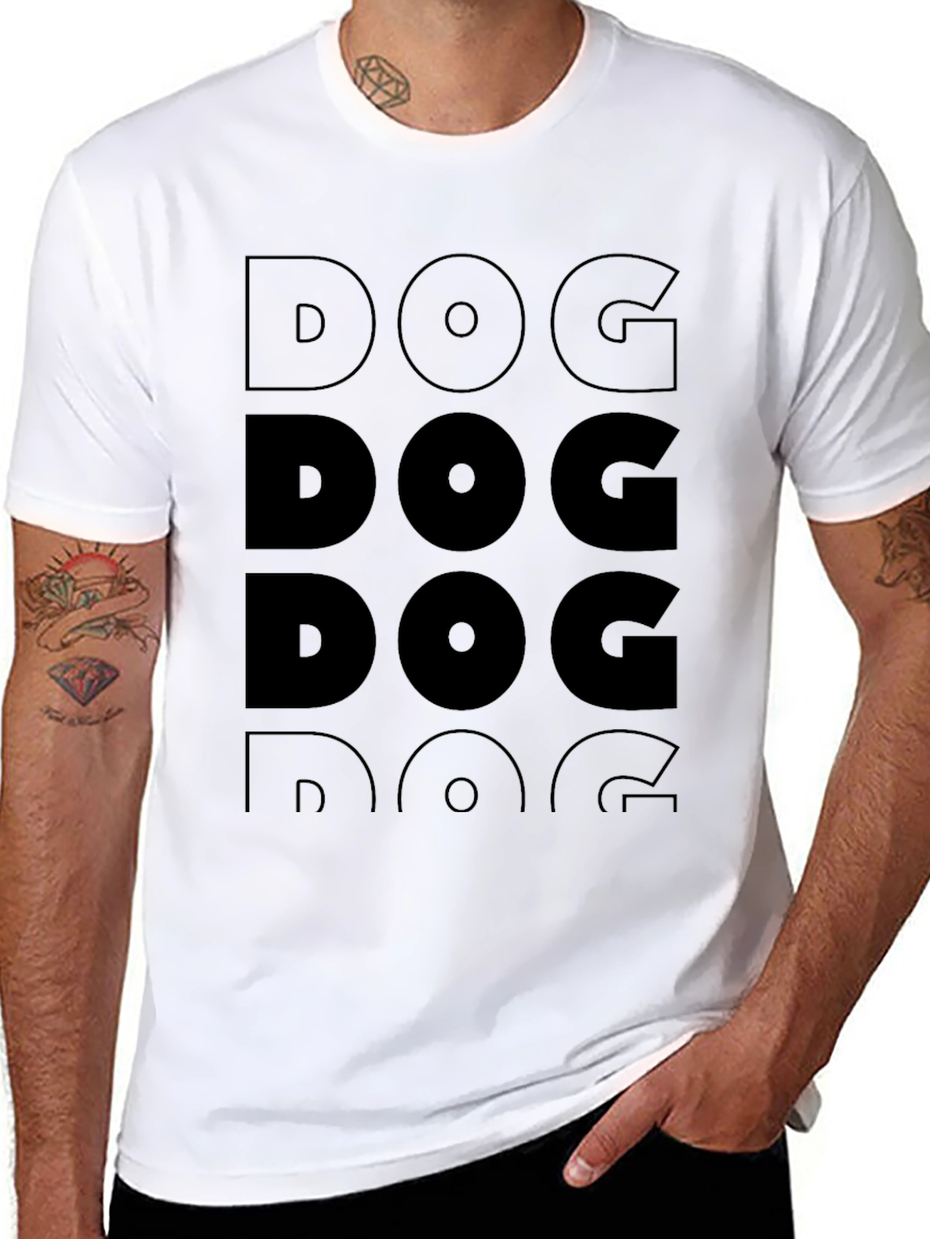 DOG Graphic Print Black T-Shirt