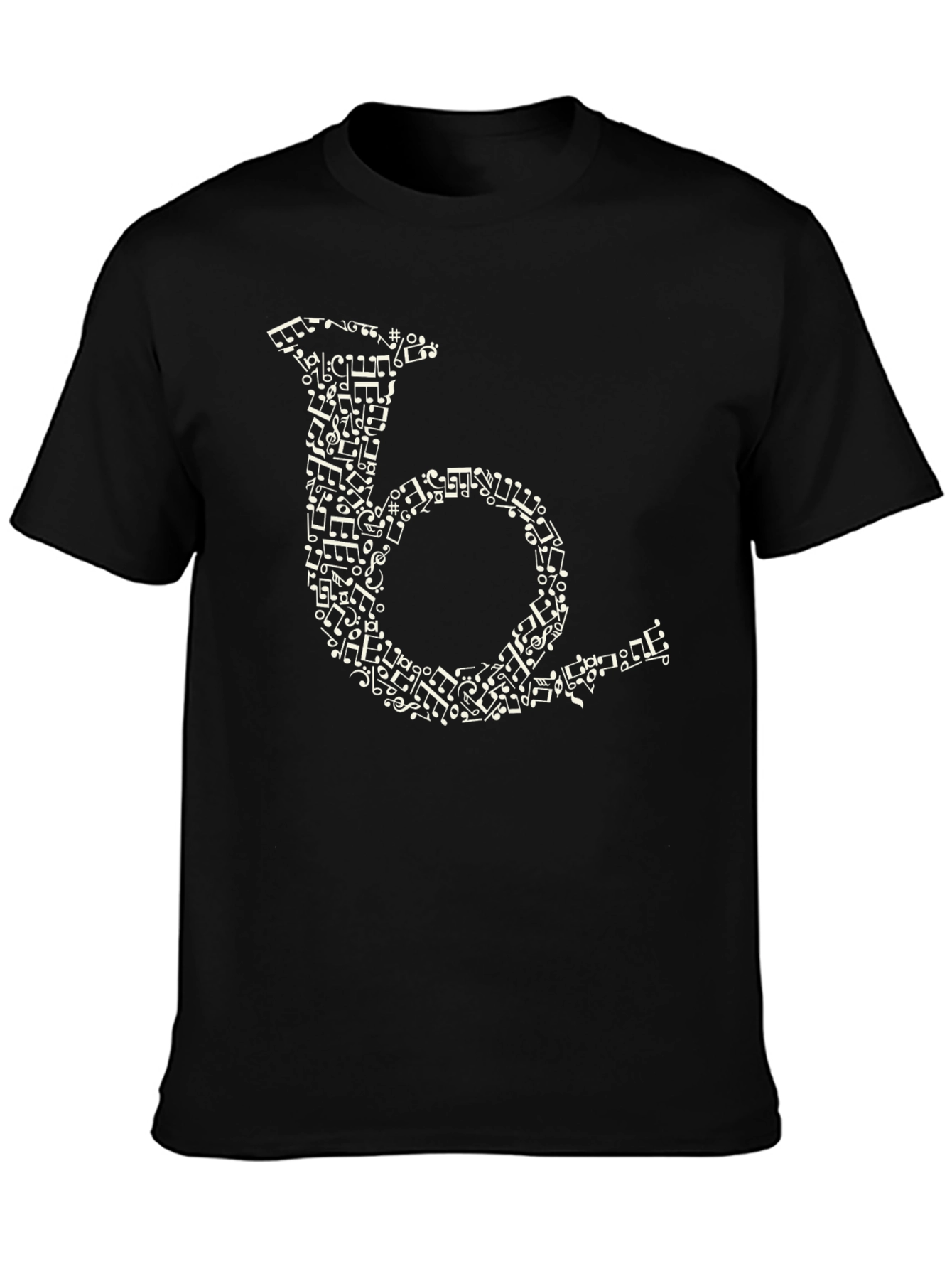 Musical Note French Horn Black T-Shirt