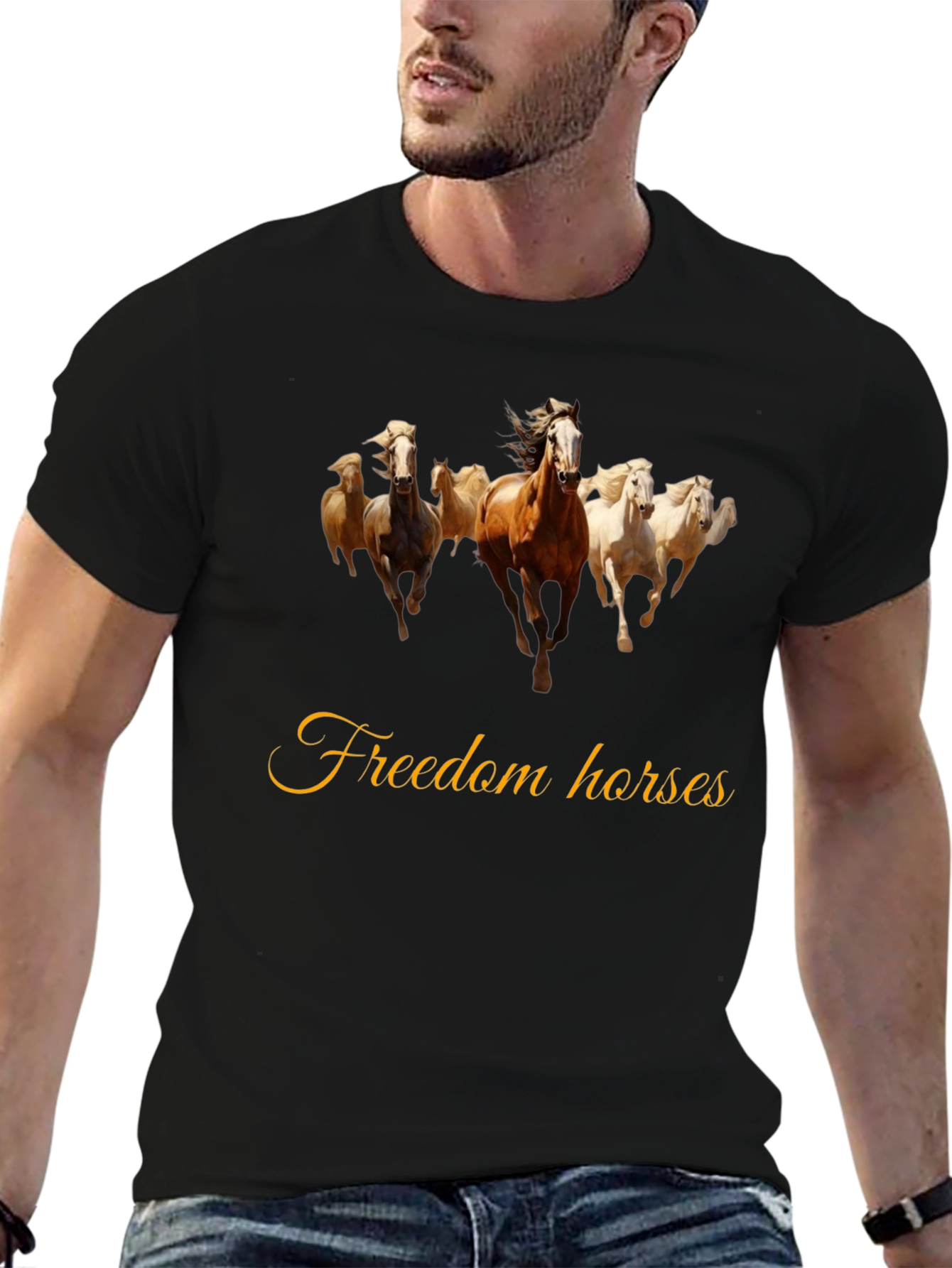 Freedom Horses Black T-Shirt