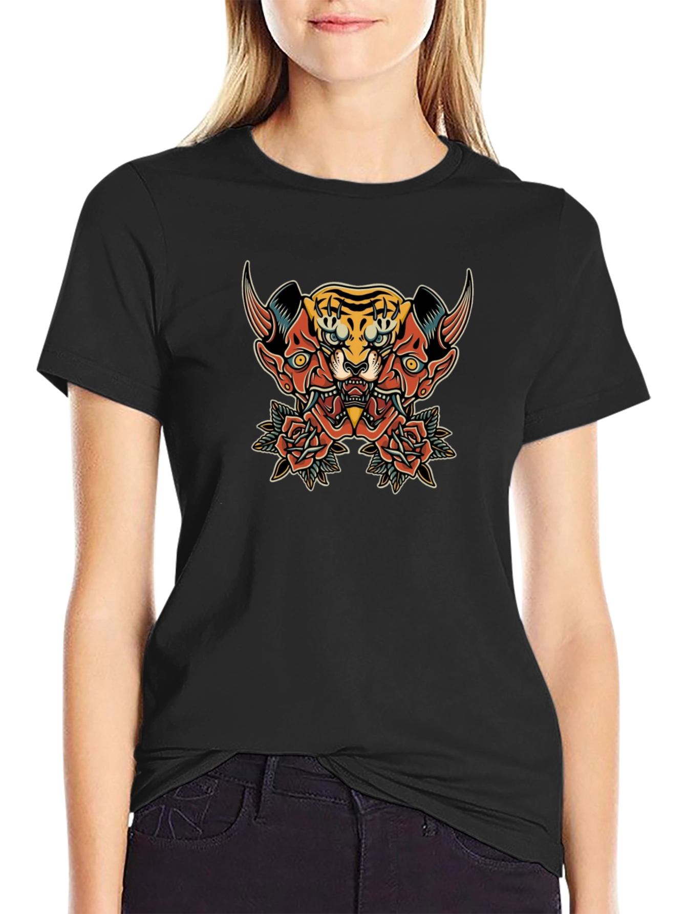 Tiger Oni Graphic Black T-Shirt