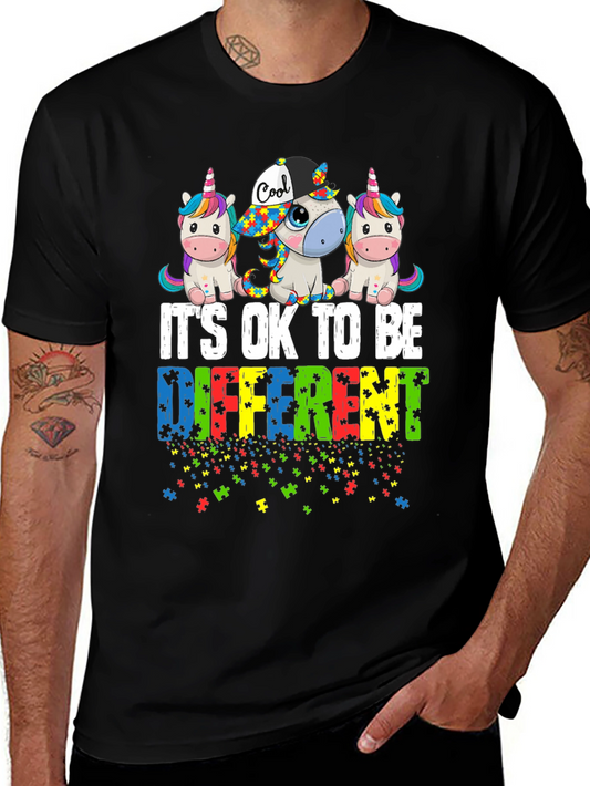 Autism Awareness Unicorn T-Shirt - Its OK To Be Different