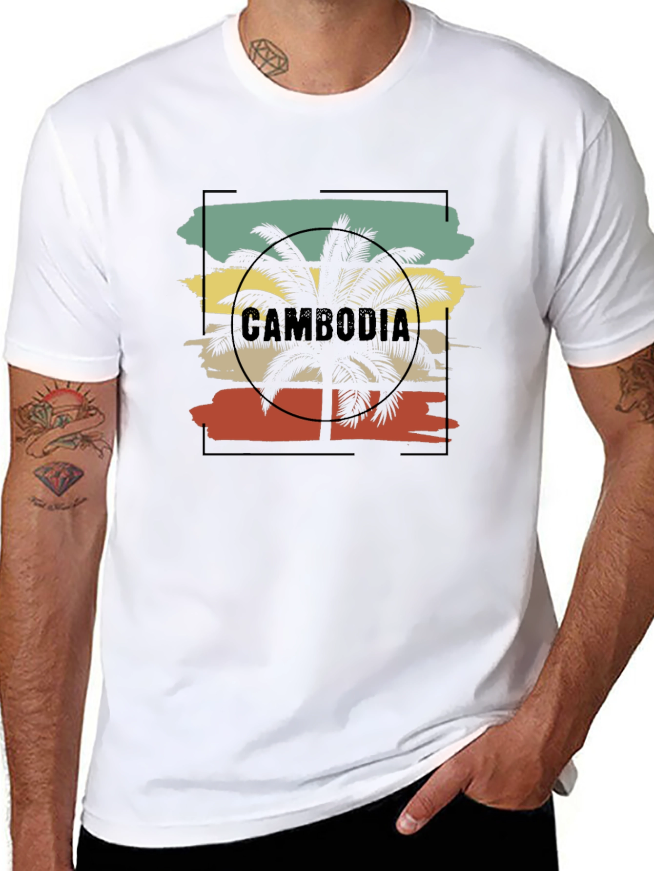 Cambodia Palm Tree Retro Graphic Tee