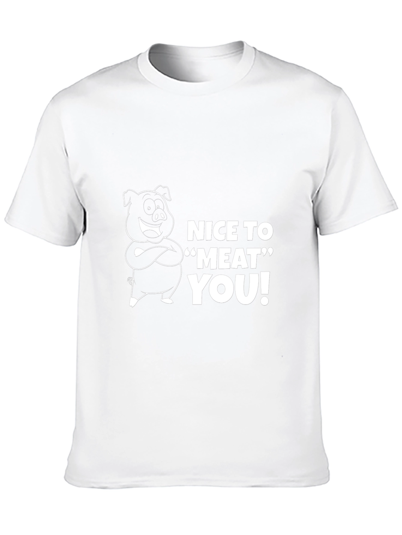 Nice To Meat You Pig Graphic Black T-Shirt