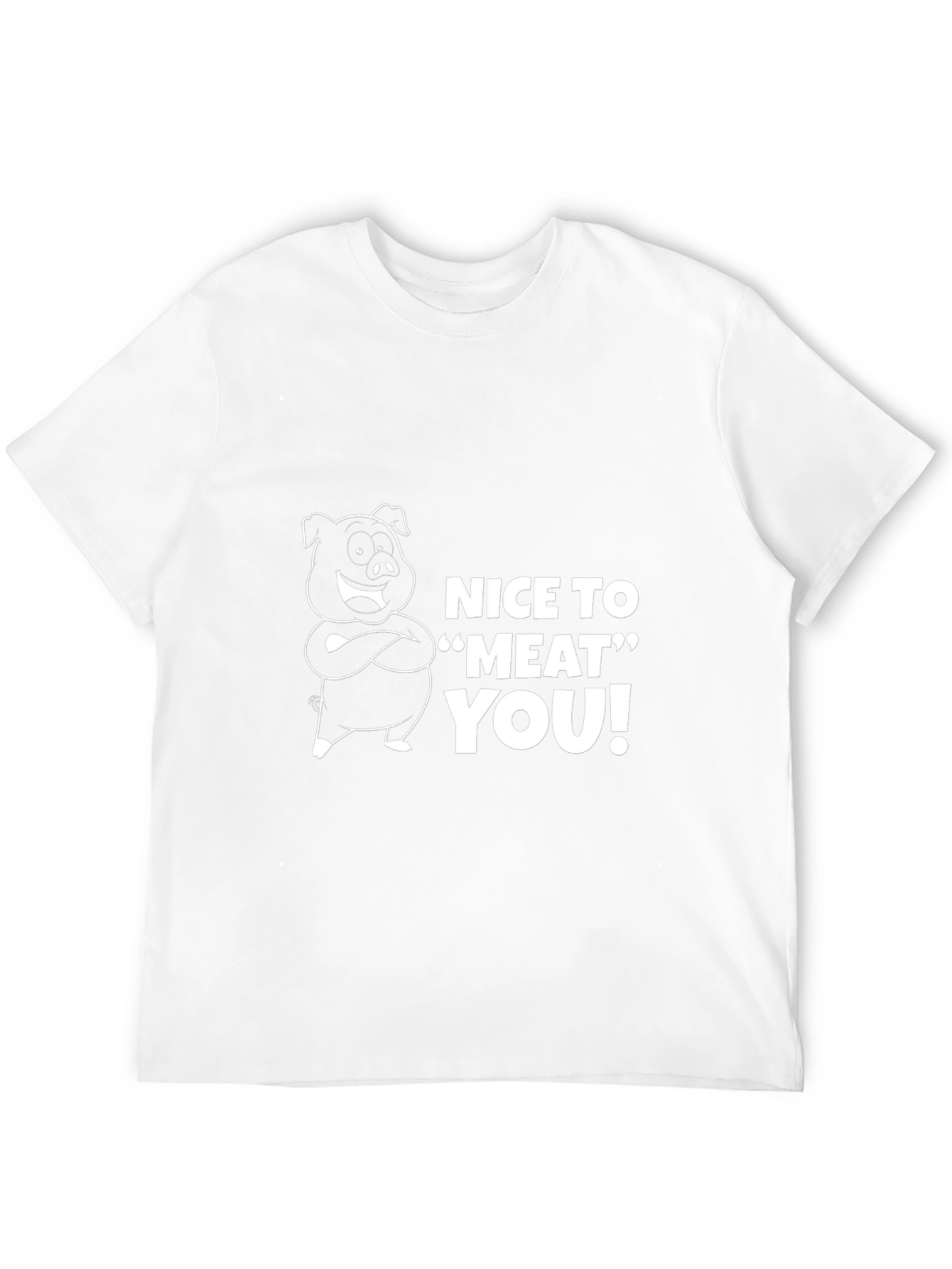 Nice To Meat You Pig Graphic Black T-Shirt